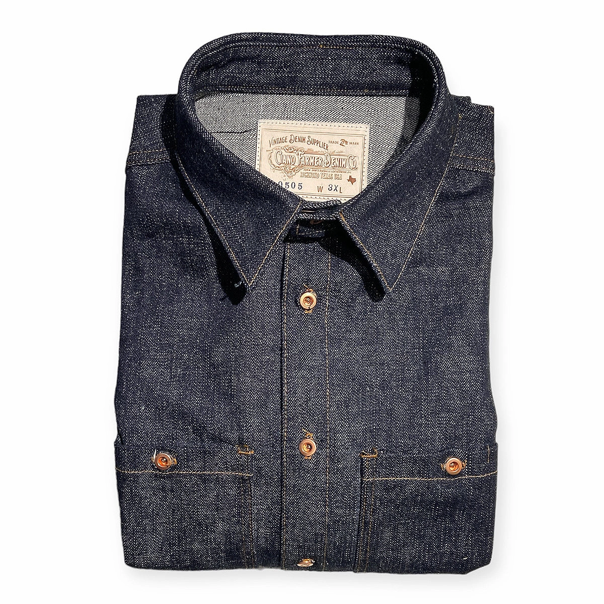 16oz Japanese INDIGO 'Secret Denim 0505" SELVAGE WORKSHIRT Monochrome Palette Quick Dry Construction