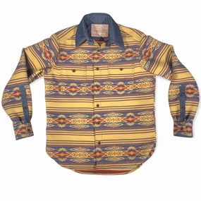 Workwear Style Budget Friendly 1950s 20oz Wool Southwestern Blanket Workshirt - Sun Bleached