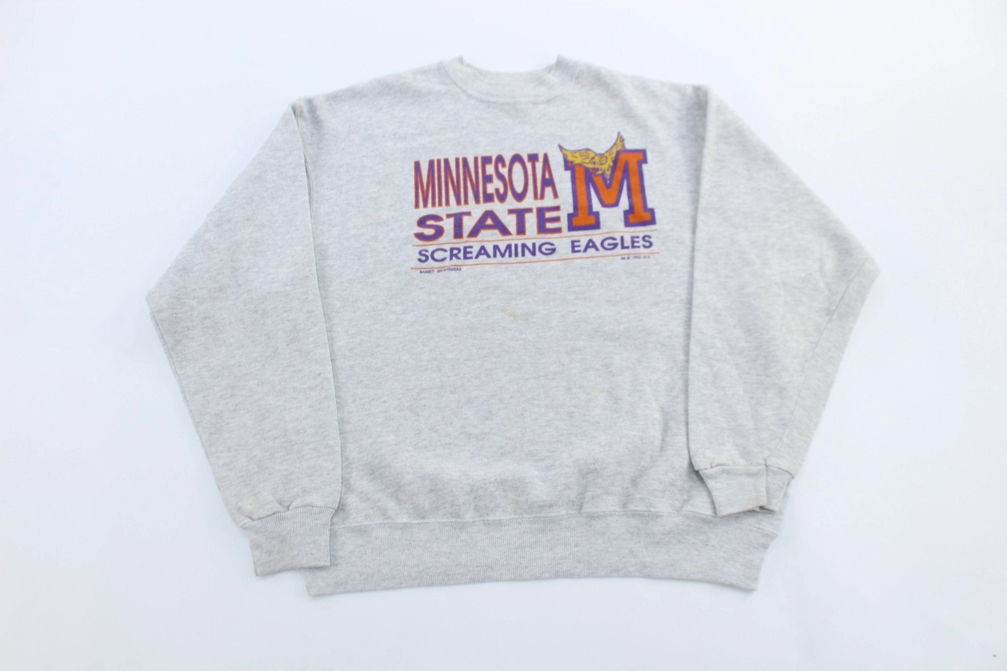 1992 Minnesota State Screamin' Eagles Grey Sweatshirt ring accents