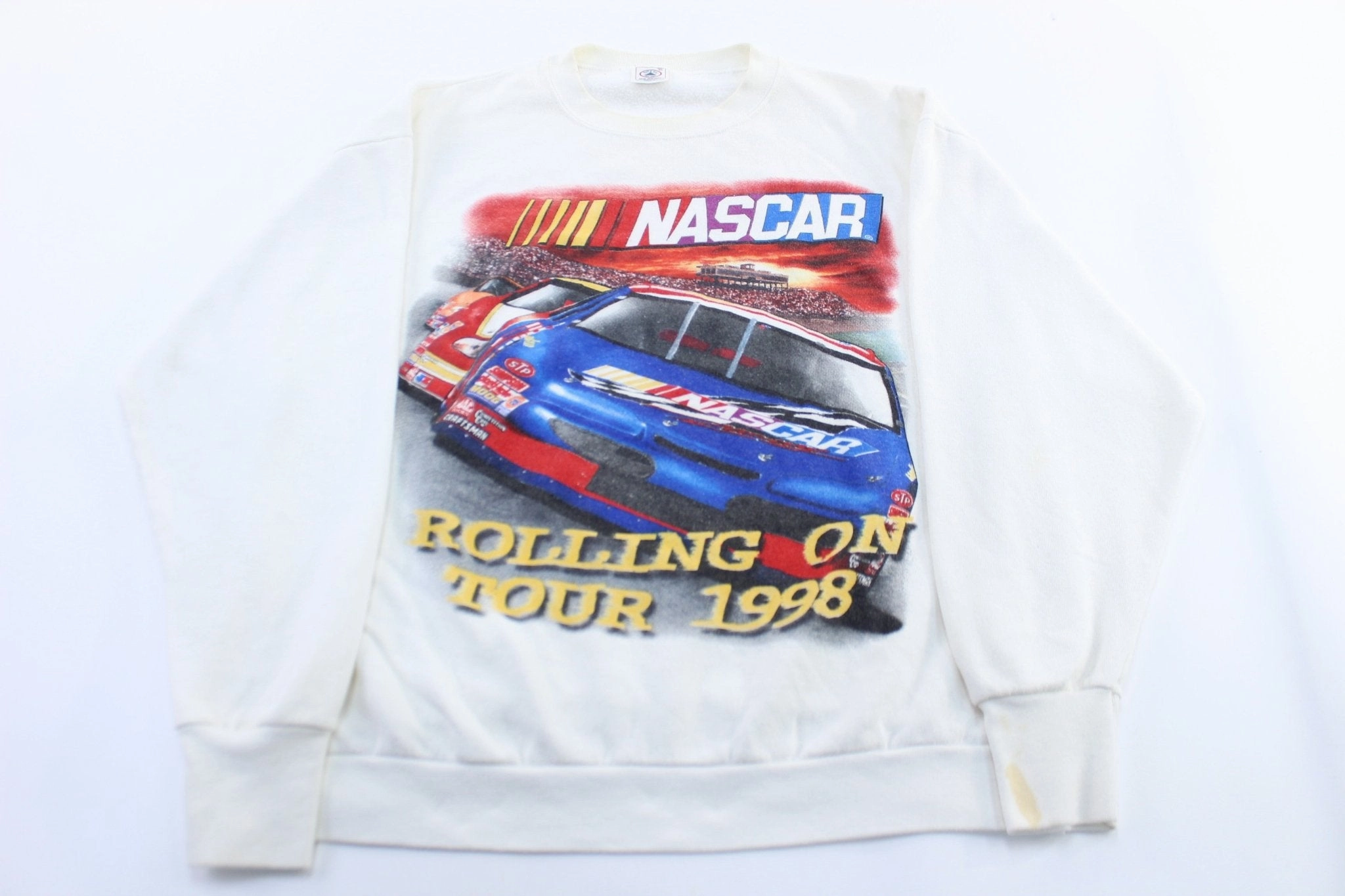 1998 Nascar Winston Cup Scheudle Graphic Sweatshirt Cozy Street Cotton Blend