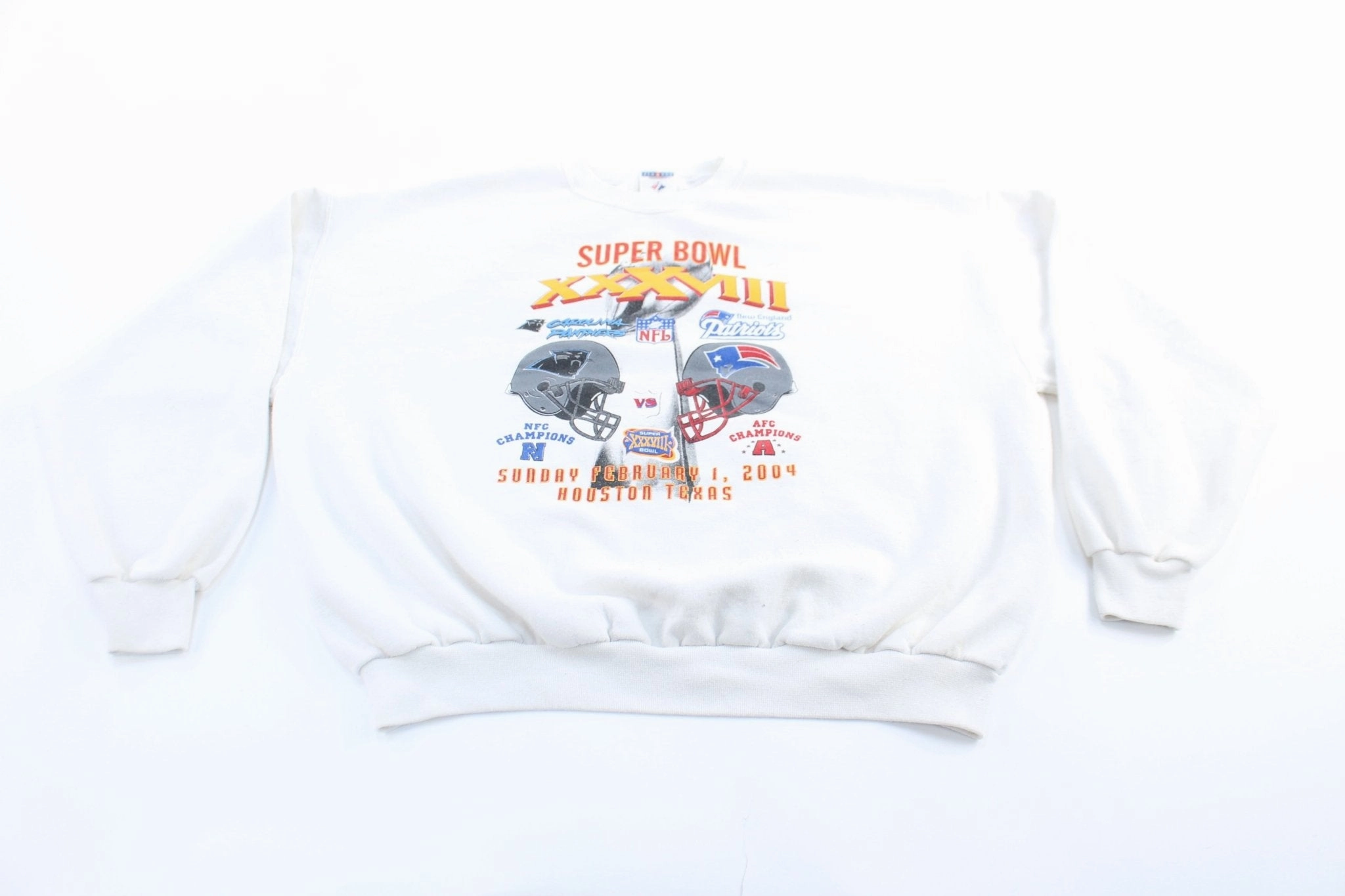 tribal print product tweed warmth 2004 North Carolina Panthers vs New England Patriots SuperBowl Sweatshirt