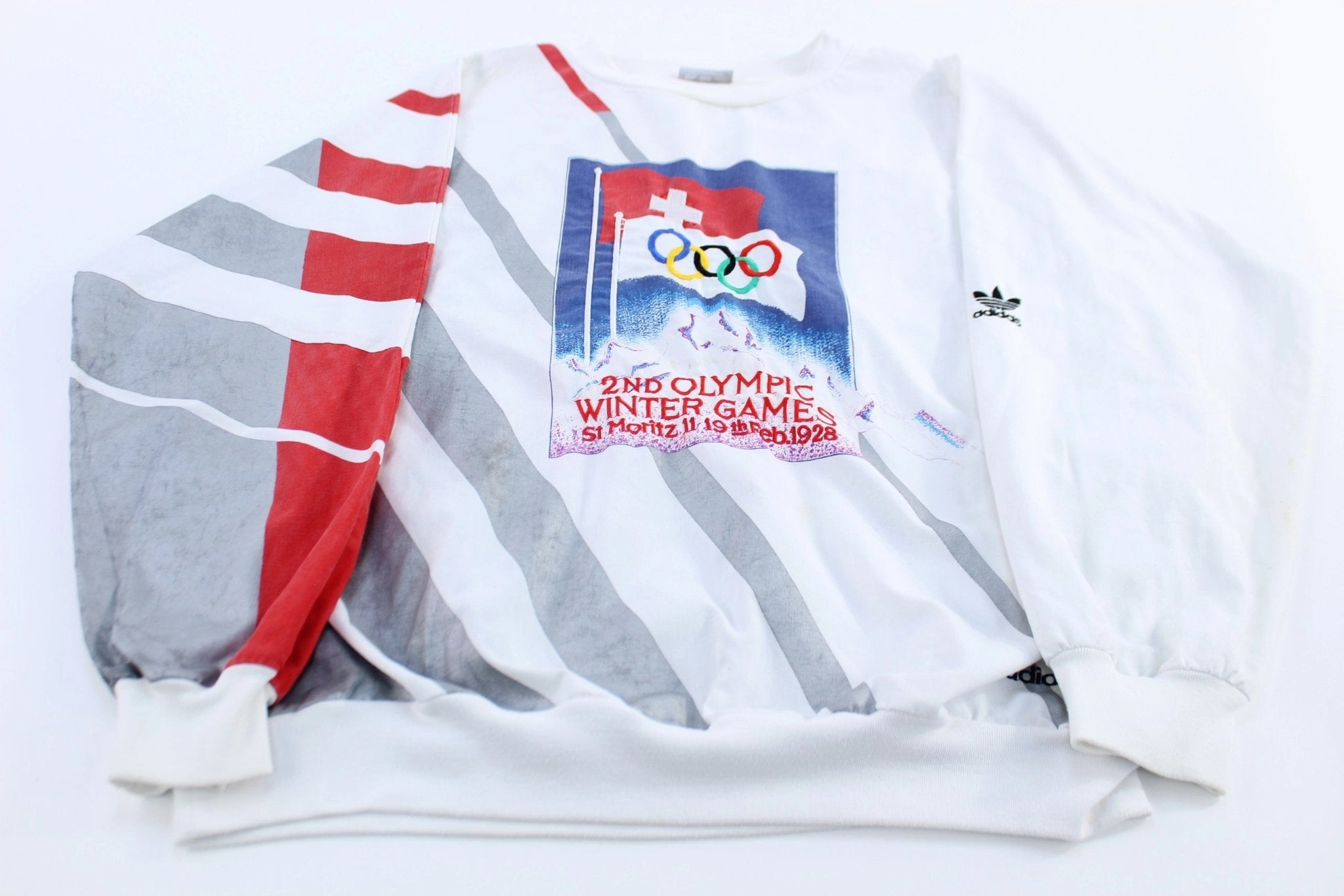 80's Adidas St. Mortiz Olympic Winter Games Embroidered Sweatshirt weekday wear Fashion Top