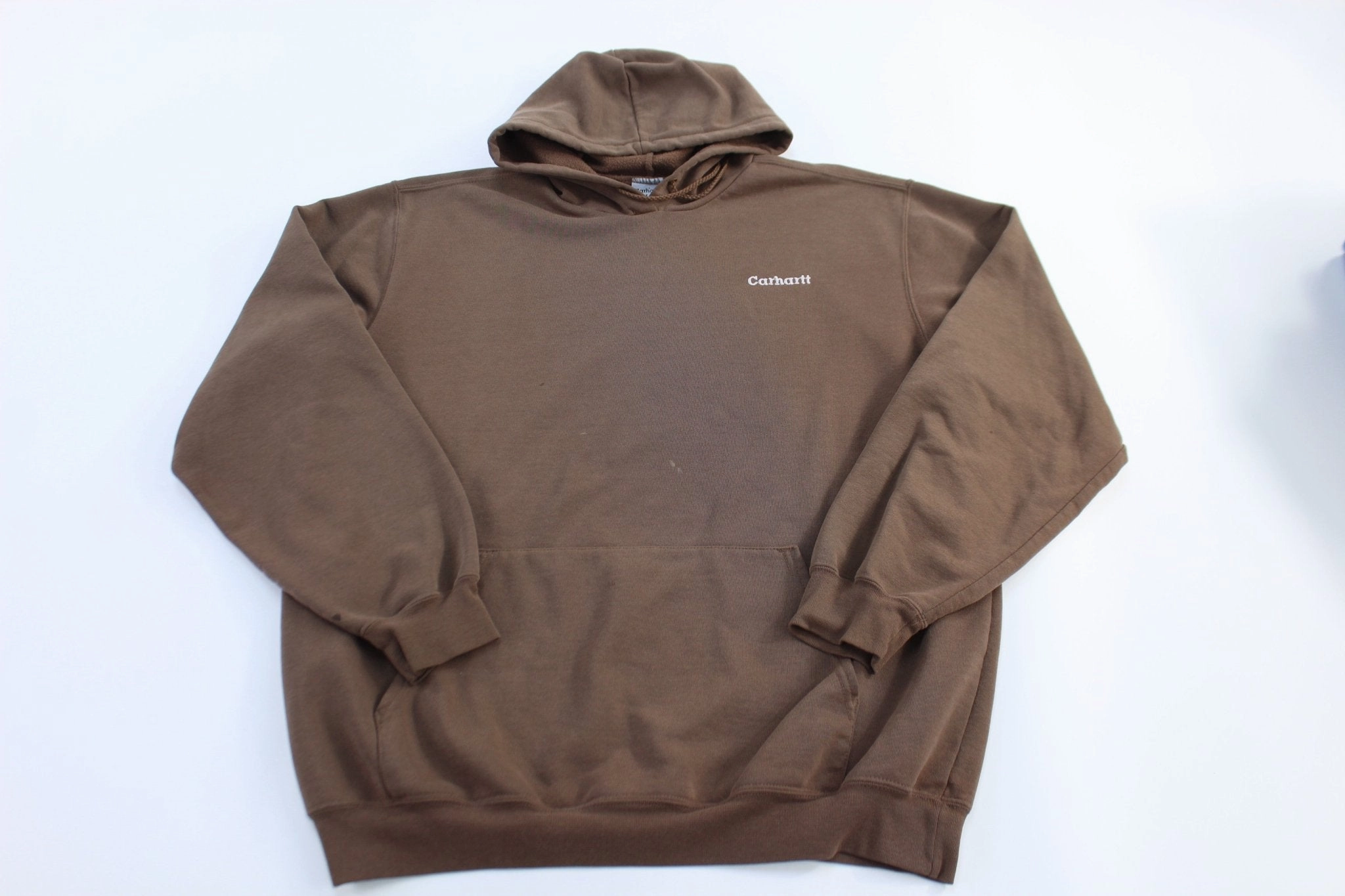 Core Style Plaid Design 90??s Carhartt Embroidered Logo Brown Pullover Hoodie