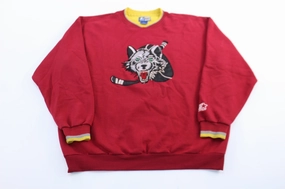 90's Chicago Wolves Hockey Embroidered Starter Sweatshirt lanyard accents Comfy Fit