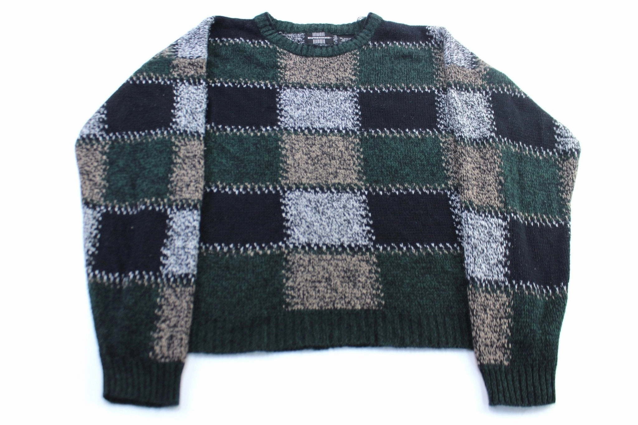 Layered Look 90's Expressions Geometric Patterned Sweater