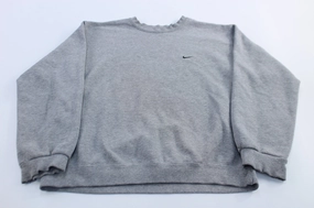 Cozy Wearable 90's Nike Embroidered Swoosh Logo Grey Sweatshirt