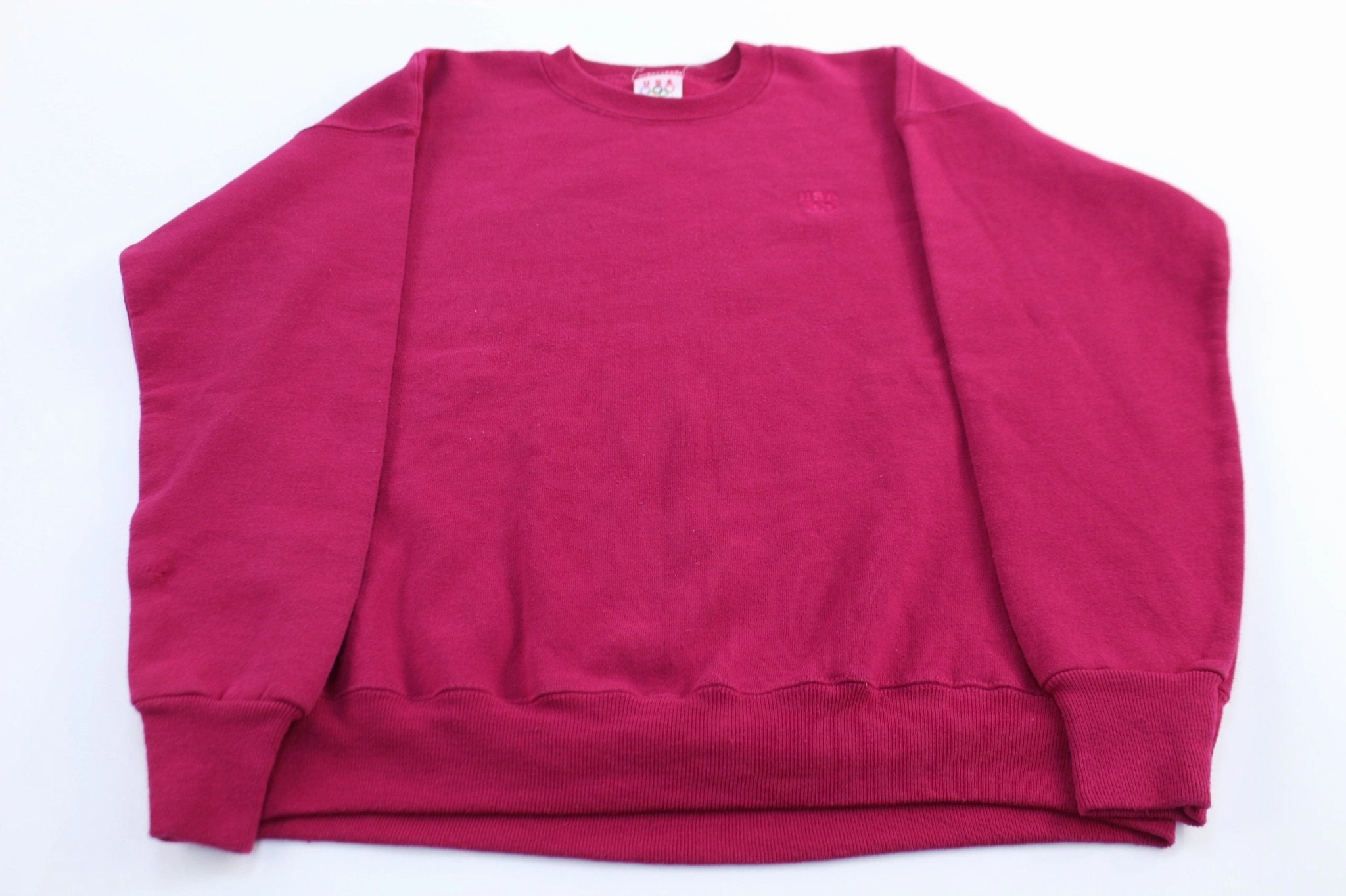 90's USA Olympic Embroidered Logo Purple Sweatshirt Minimalist Design Casual Outerwear