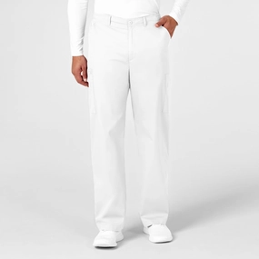 WonderWORK Men's Cargo Scrub Pant - White Modern Waist Body shaping