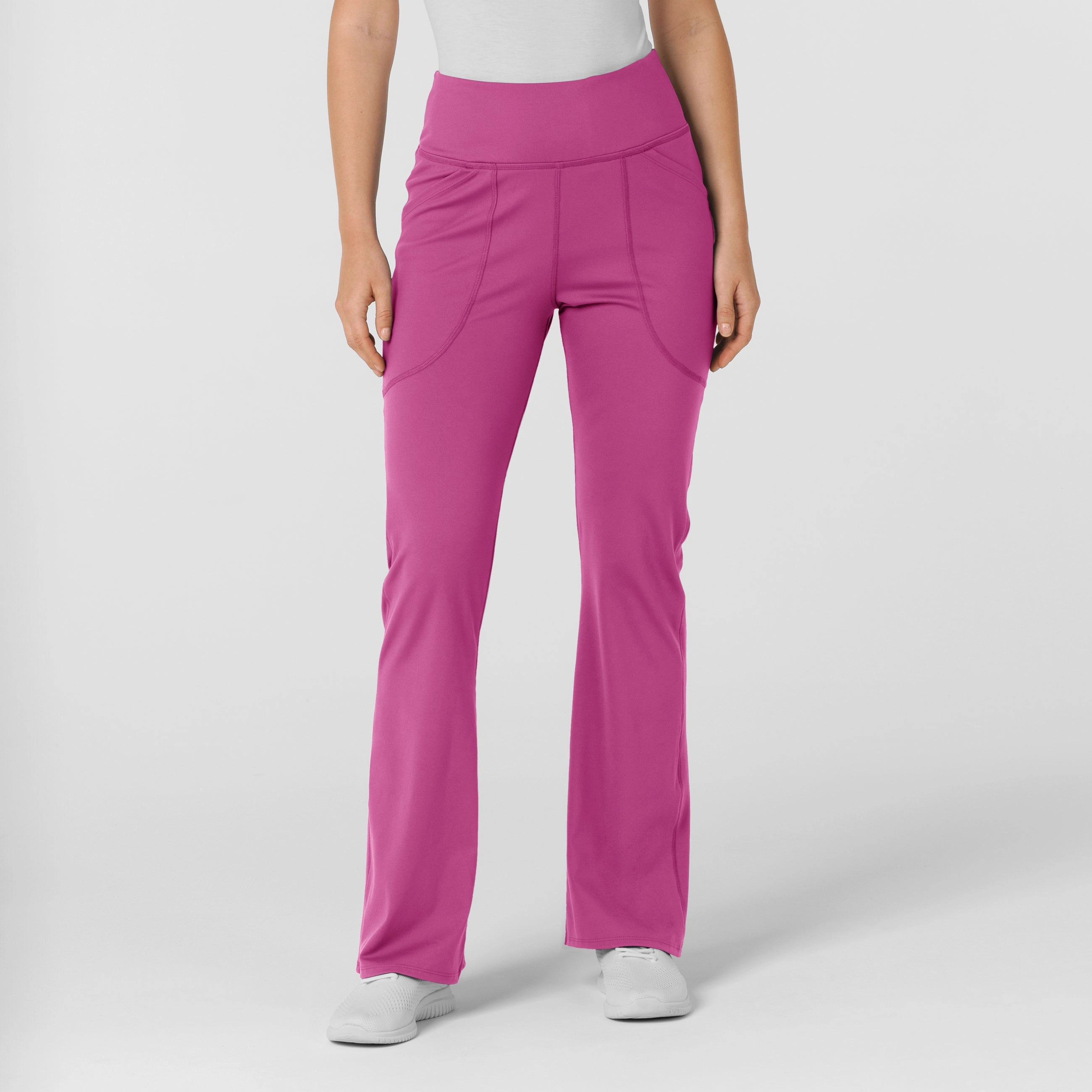 RENEW Knit Women's Flare Yoga Scrub Pant - Raspberry MoistureControlLiner Snag Free Fabric