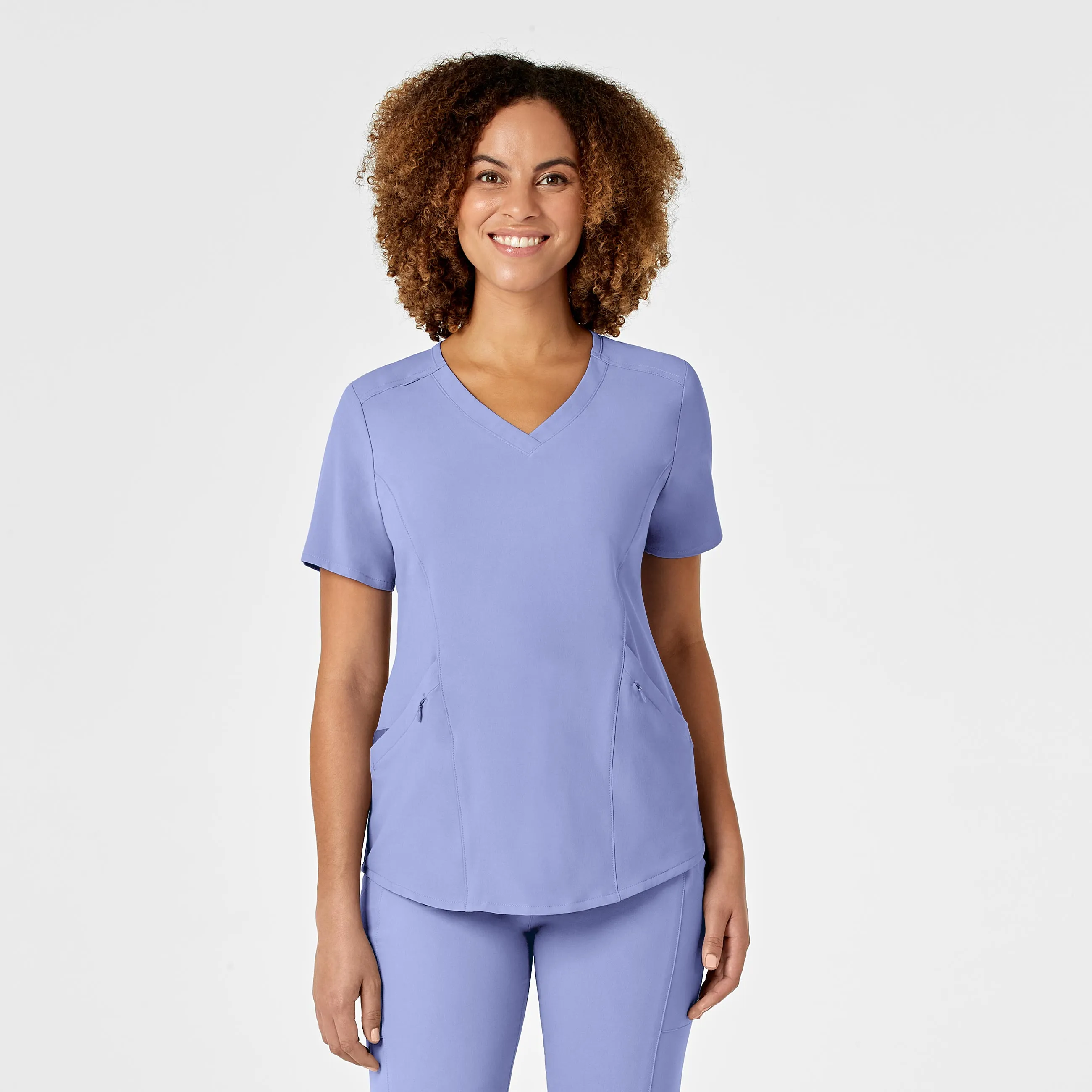 AntiSnagYarnProcessing RENEW Women's V-Neck Scrub Top - Ceil Blue