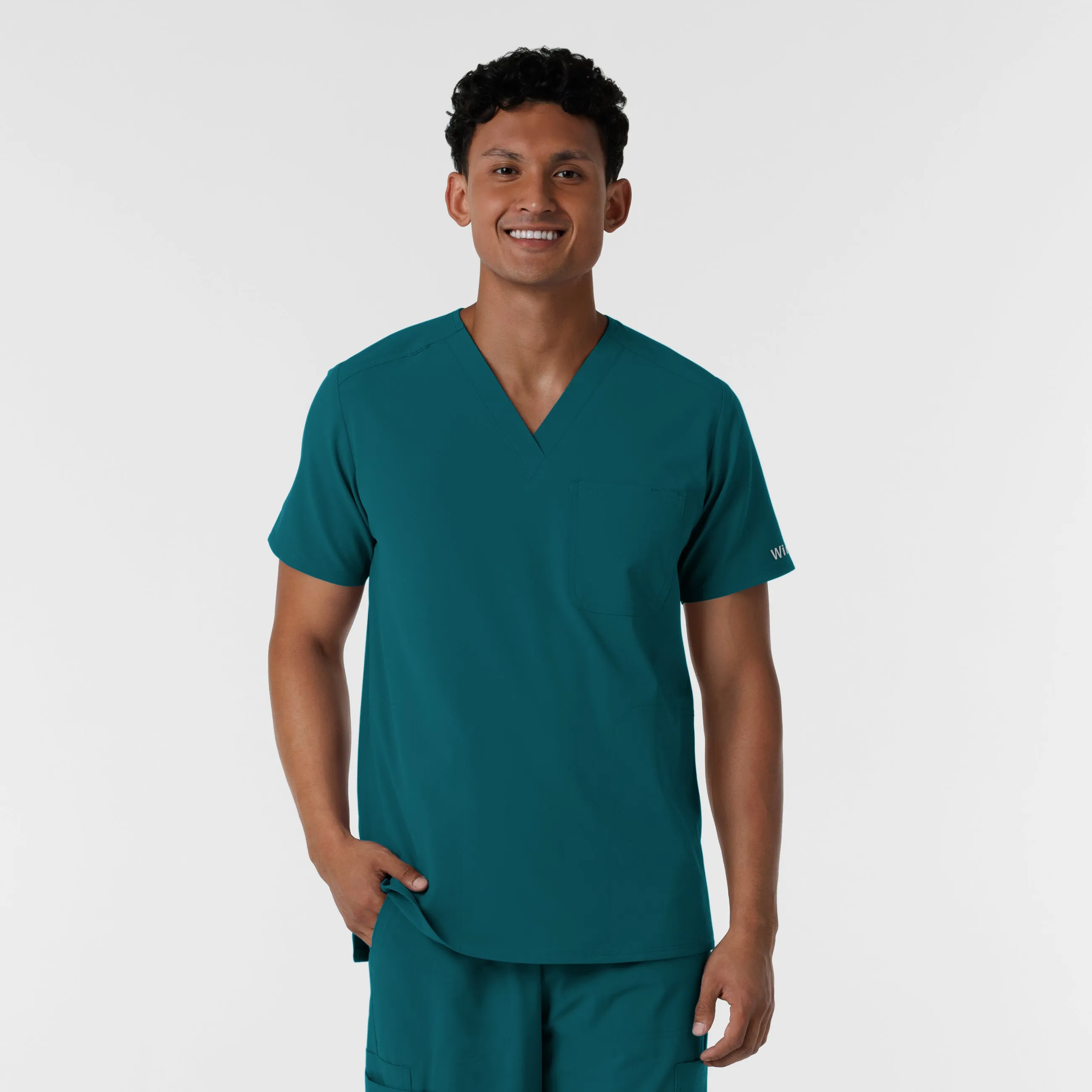 NURTUR Men's V-Neck Scrub Top - Caribbean VentilatedArmholes Hydrophobic Surface Treatment