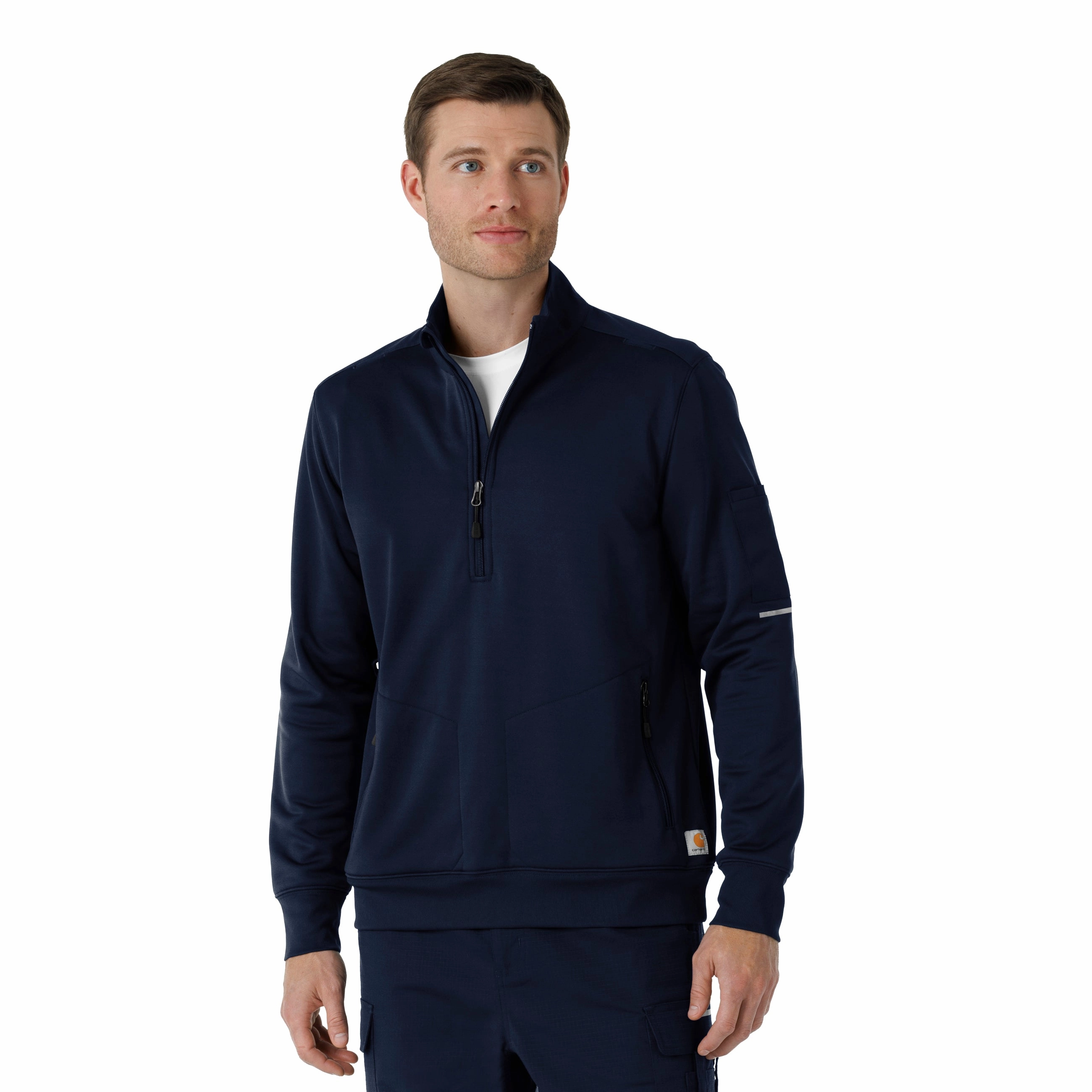 Carhartt Rugged Flex RSCU Men's Half Zip - Dark Navy Non Restrictive Mobility