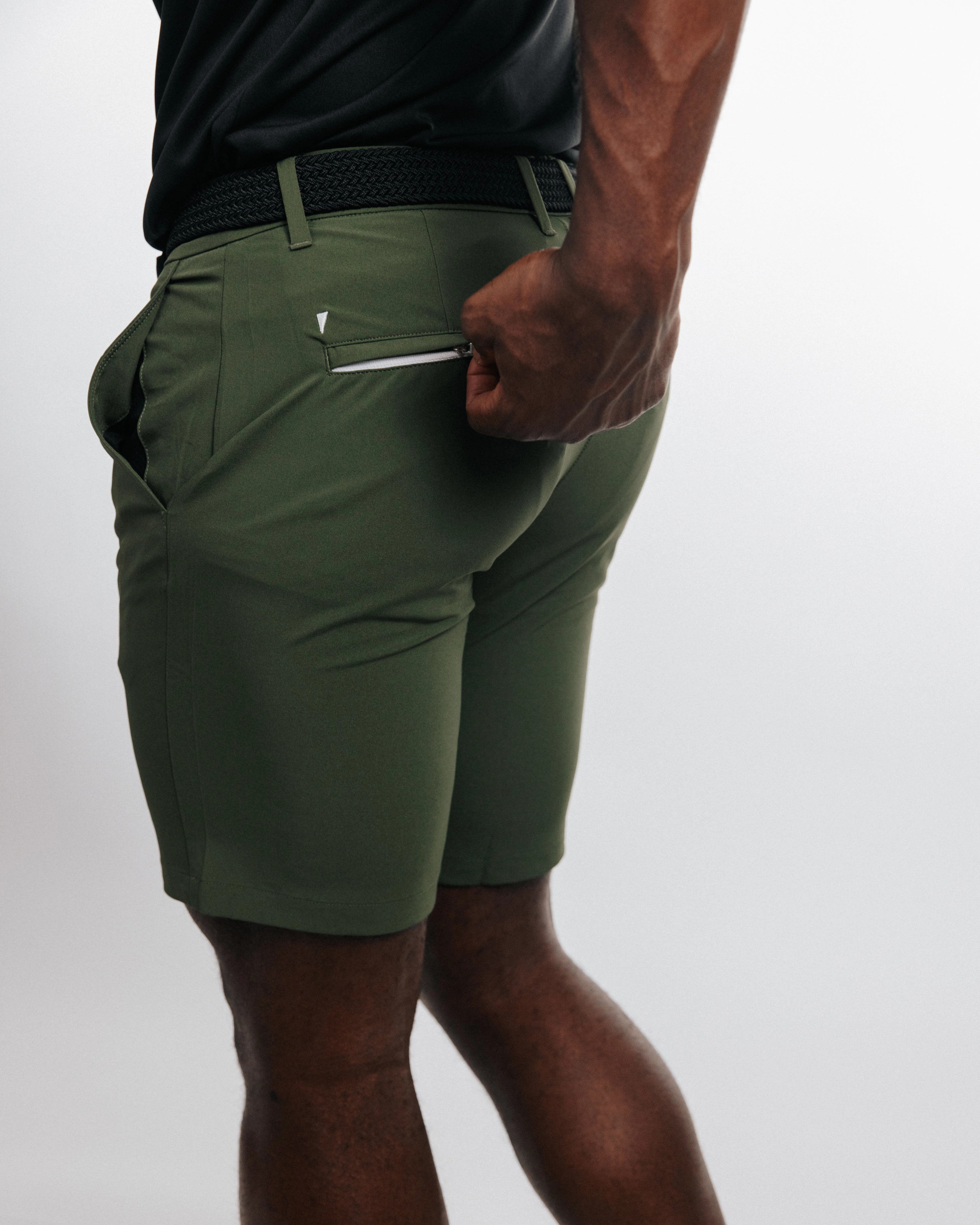 Comfy Active Wear High Elasticity Blend Men's Olive Golf Shorts