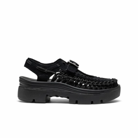 All Gender UNEEK PLT Mary Jane Sneaker  |  Black/Black Sleek Casual Flats