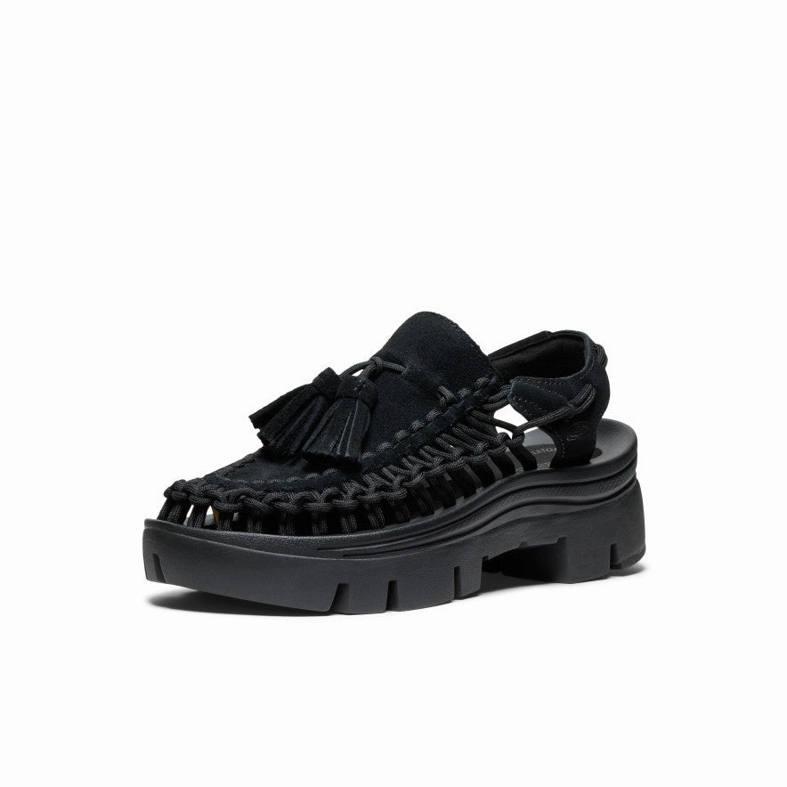 Slip Resistant Sole All Gender UNEEK PLT Tassel Sneaker  |  Black/Black