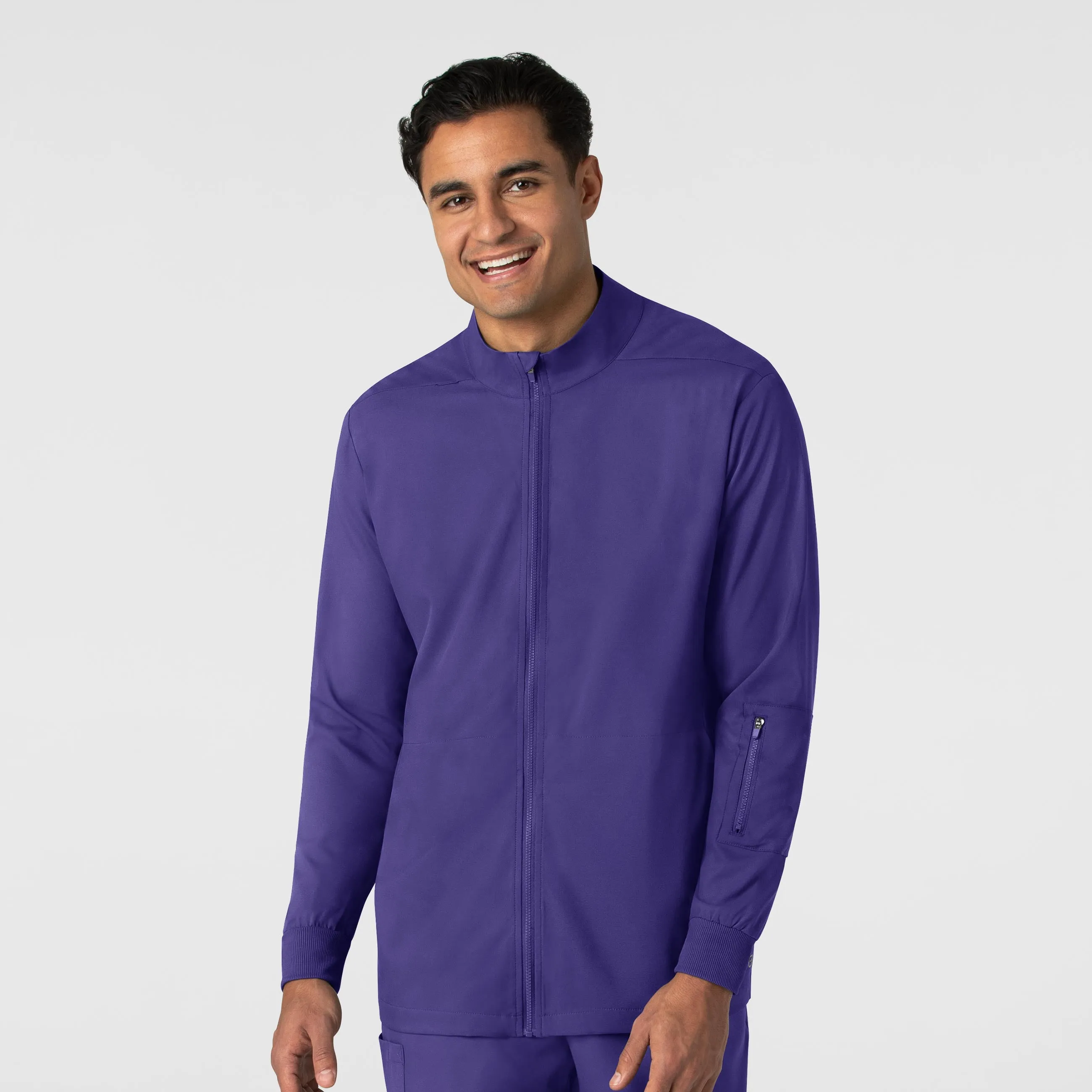 Boundless Men's Warm Up Scrub Jacket - Grape Hypoallergenic fabric