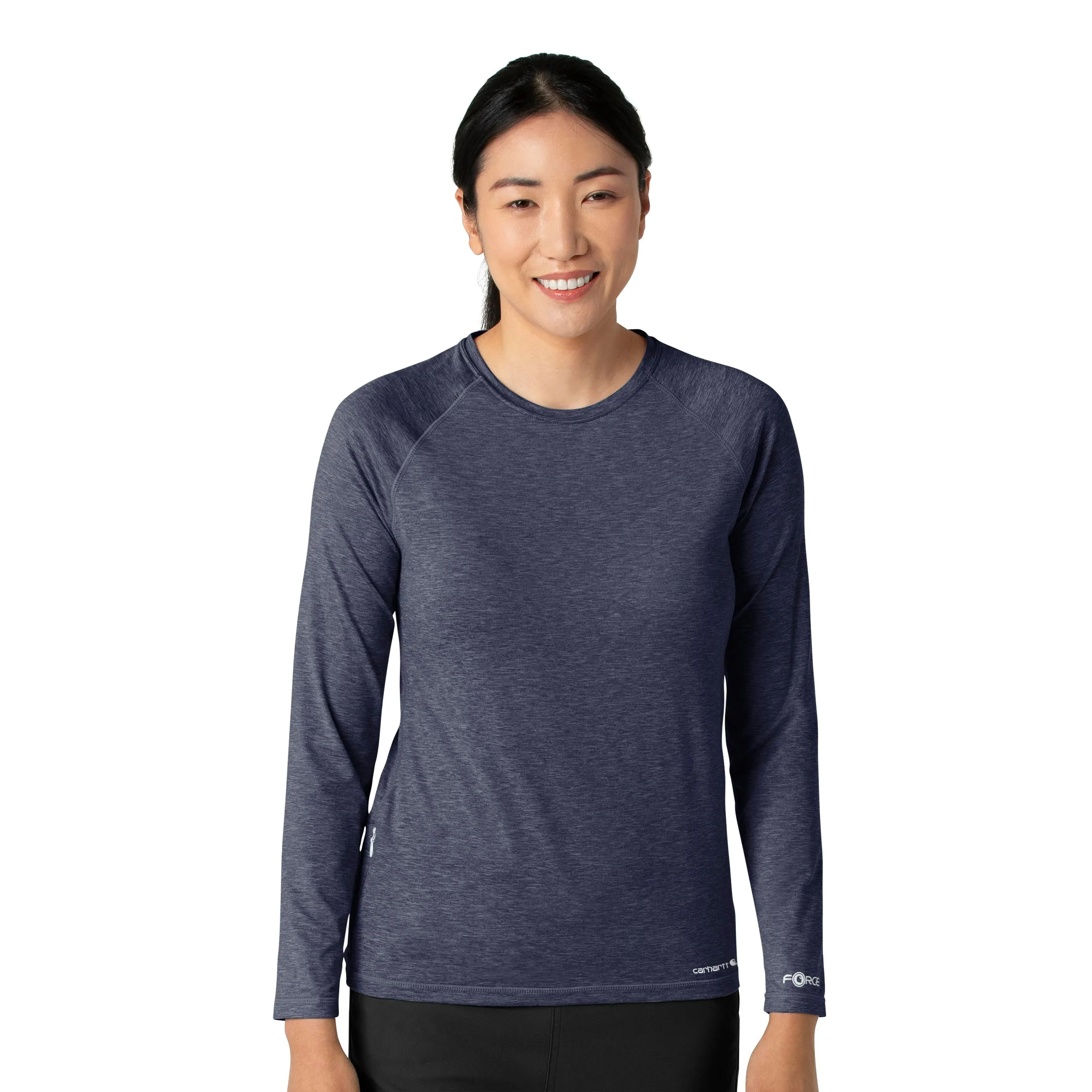 Carhartt Force Sub-Scrubs Women's Performance Long Sleeve Tee - Navy Heather All Weather Performance Fabric