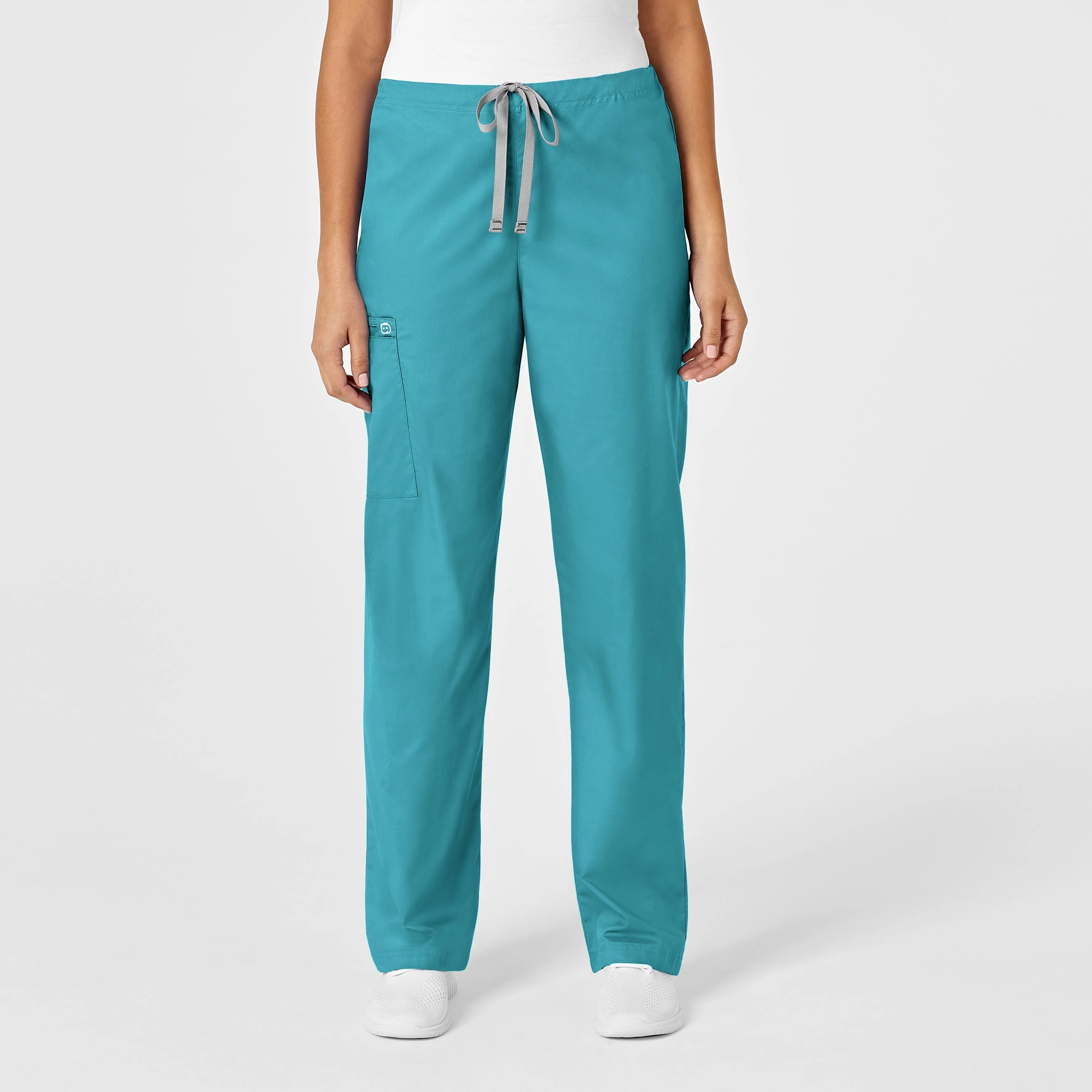 WonderWORK Unisex Drawstring Cargo Scrub Pant - Teal Blue ReinforcedStitching