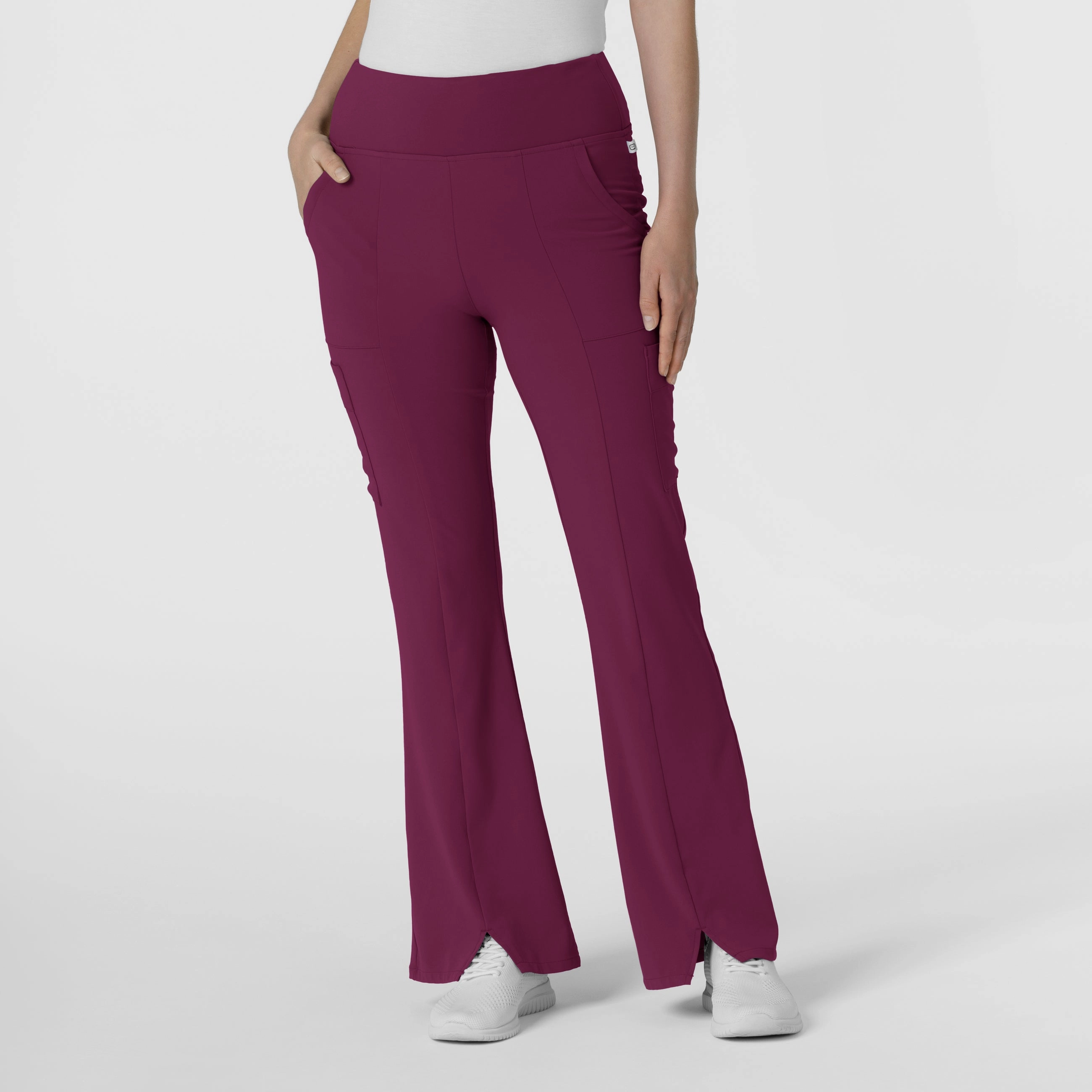 RENEW Women's Cargo Flare Scrub Pant - Wine Loose Design Relaxed Wear