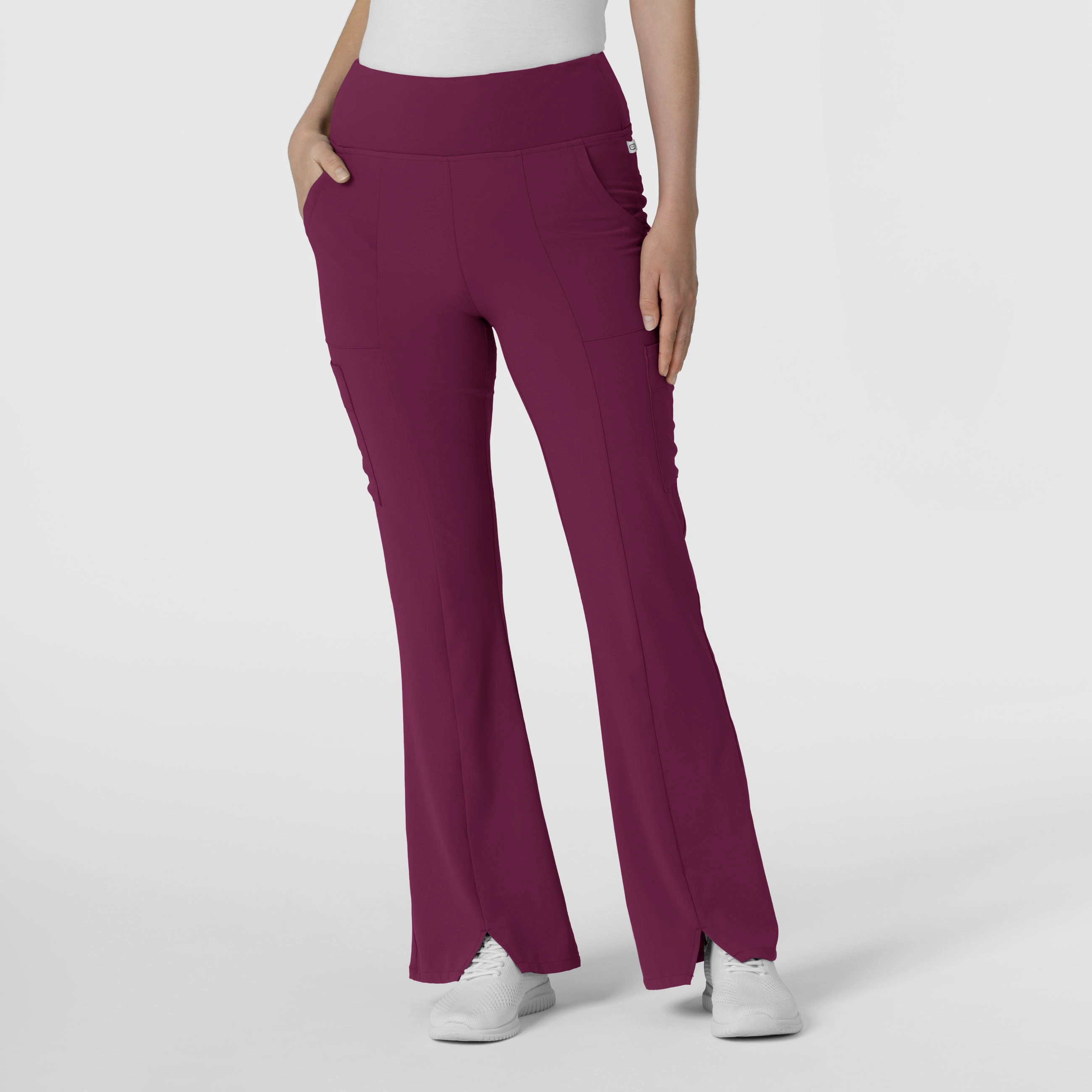 RENEW Women's Cargo Flare Scrub Pant - Wine Comfortable Fit Look Sporty Fit