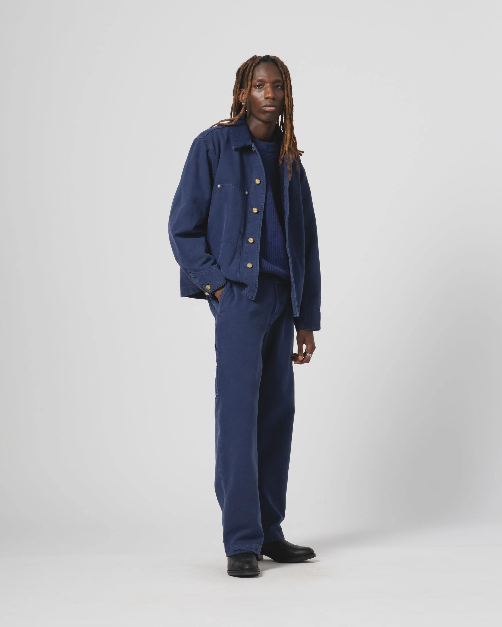 Arizona Jacket Canvas Indigo Blue detachable sleeves Work Layer