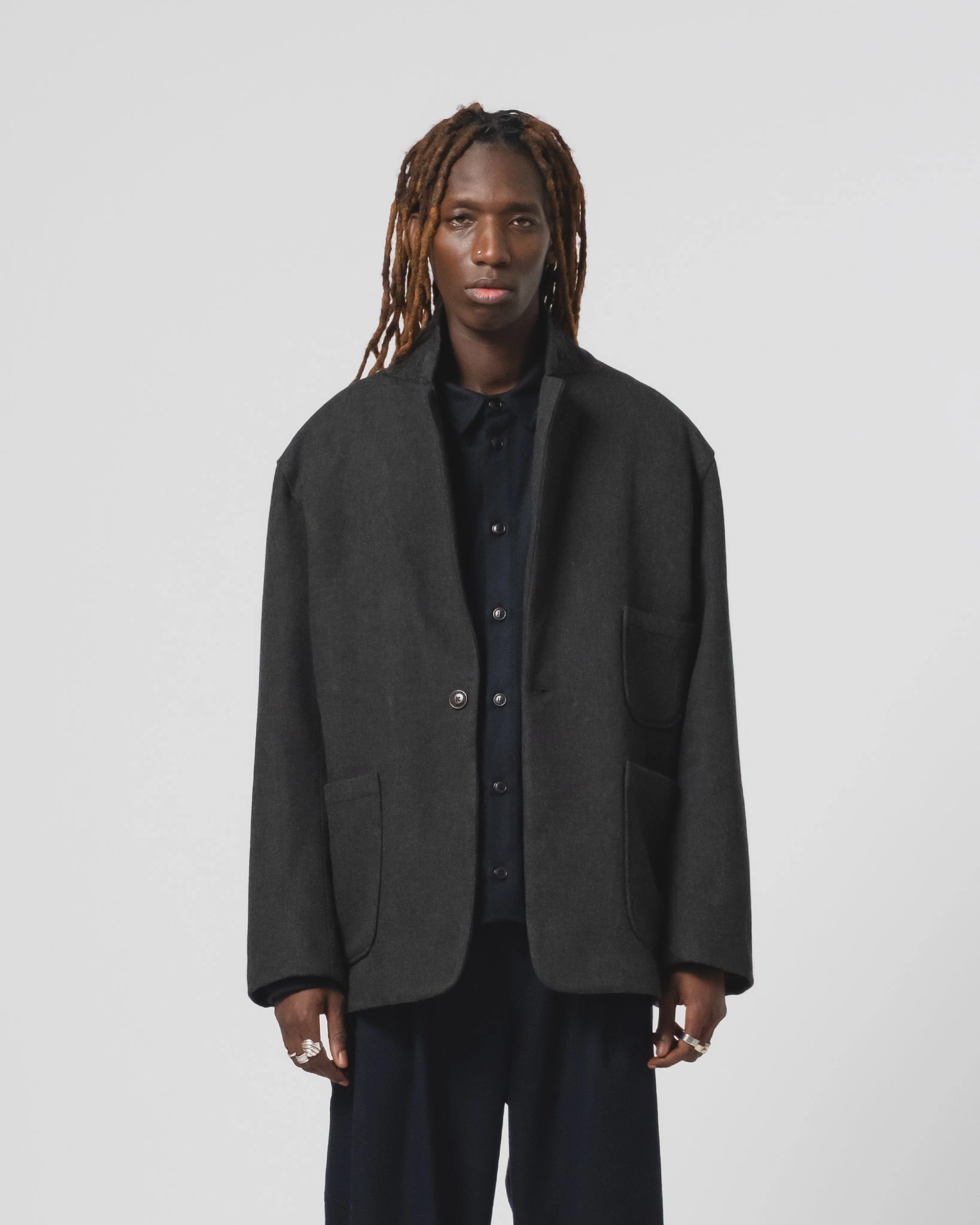 Compact Packable Design Blazer Terrestre Wool Anthracite