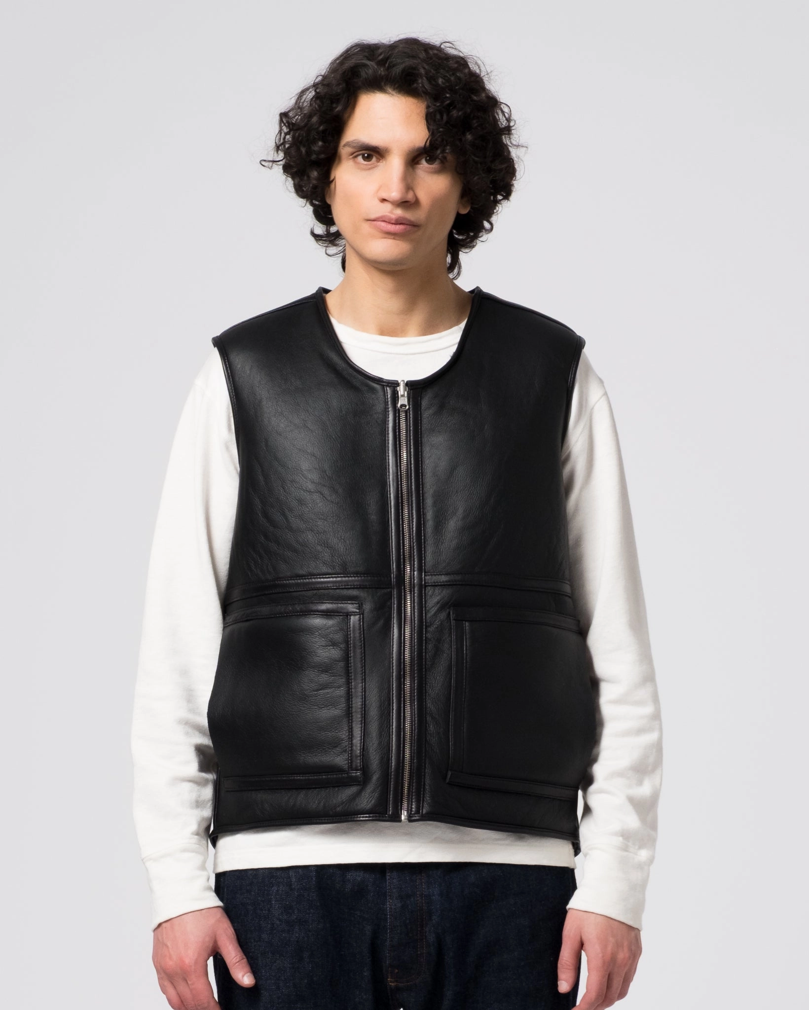Aviator Vest Shearling Black Stretchable nylon