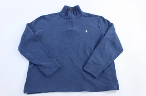 Business casual Polo Ralph Lauren Embroidered Logo Blue Quarter Zip Sweater