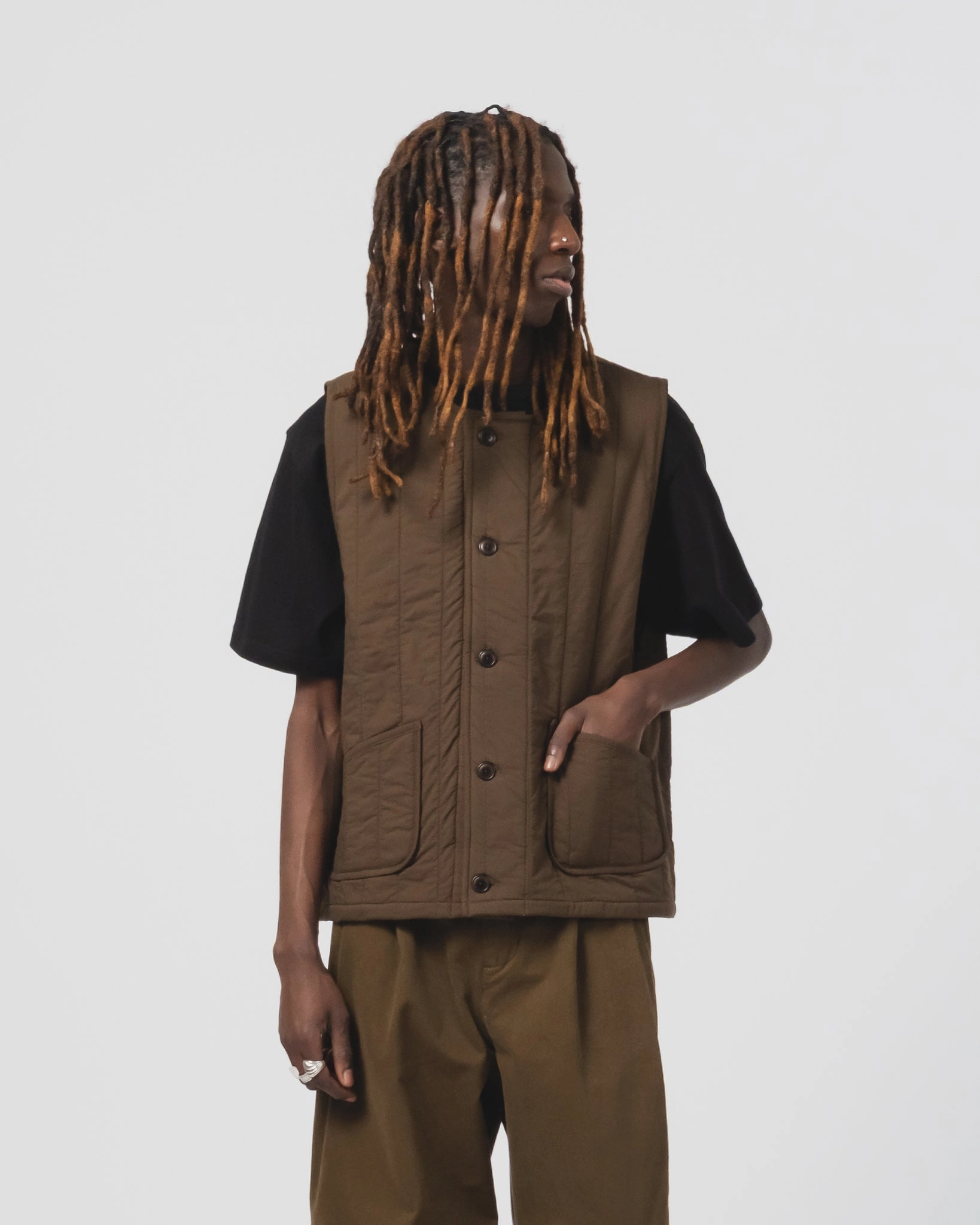 Barrage Vest Quilted Cotton Java Brown Pilates