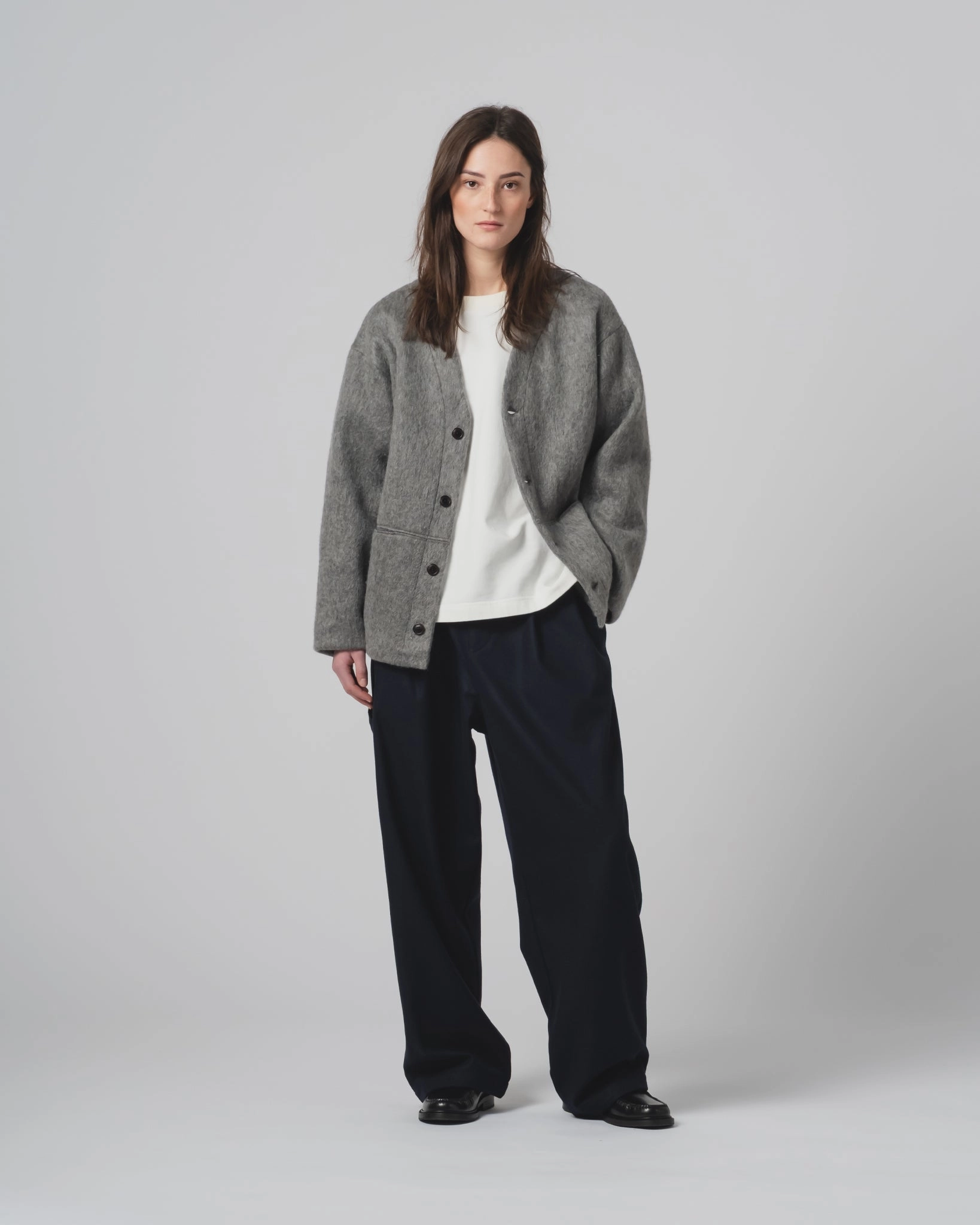 Basic Cardigan Mohair Fleece Asphalt Fantasize