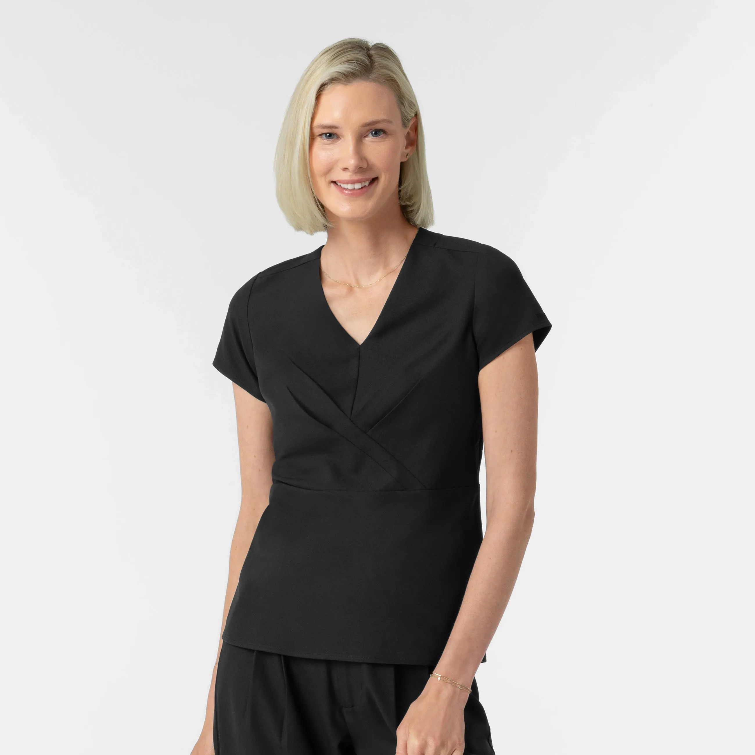 BLK Edit Women's Popover Scrub Top - Black Quick-Dry Fabric Temperature control