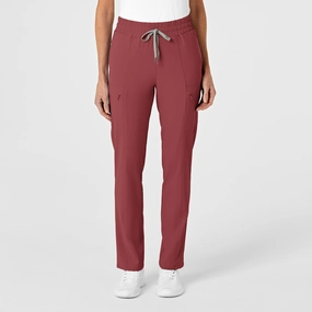 Flattering Shape RENEW Women's High Waist Slim Leg Scrub Pant - Ruby