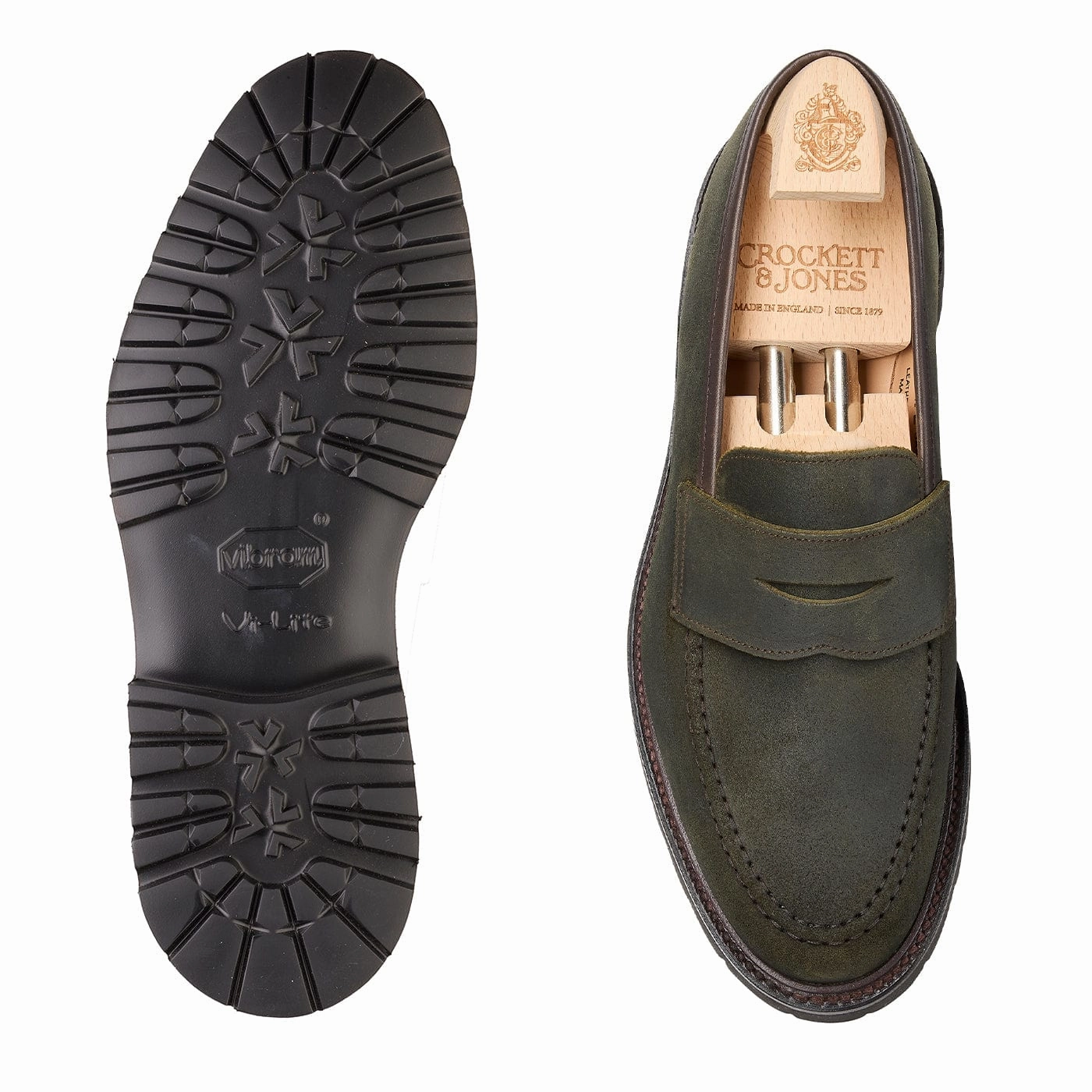 Comfortable Slip-Ons Boston 2 Green Rough-Out Suede