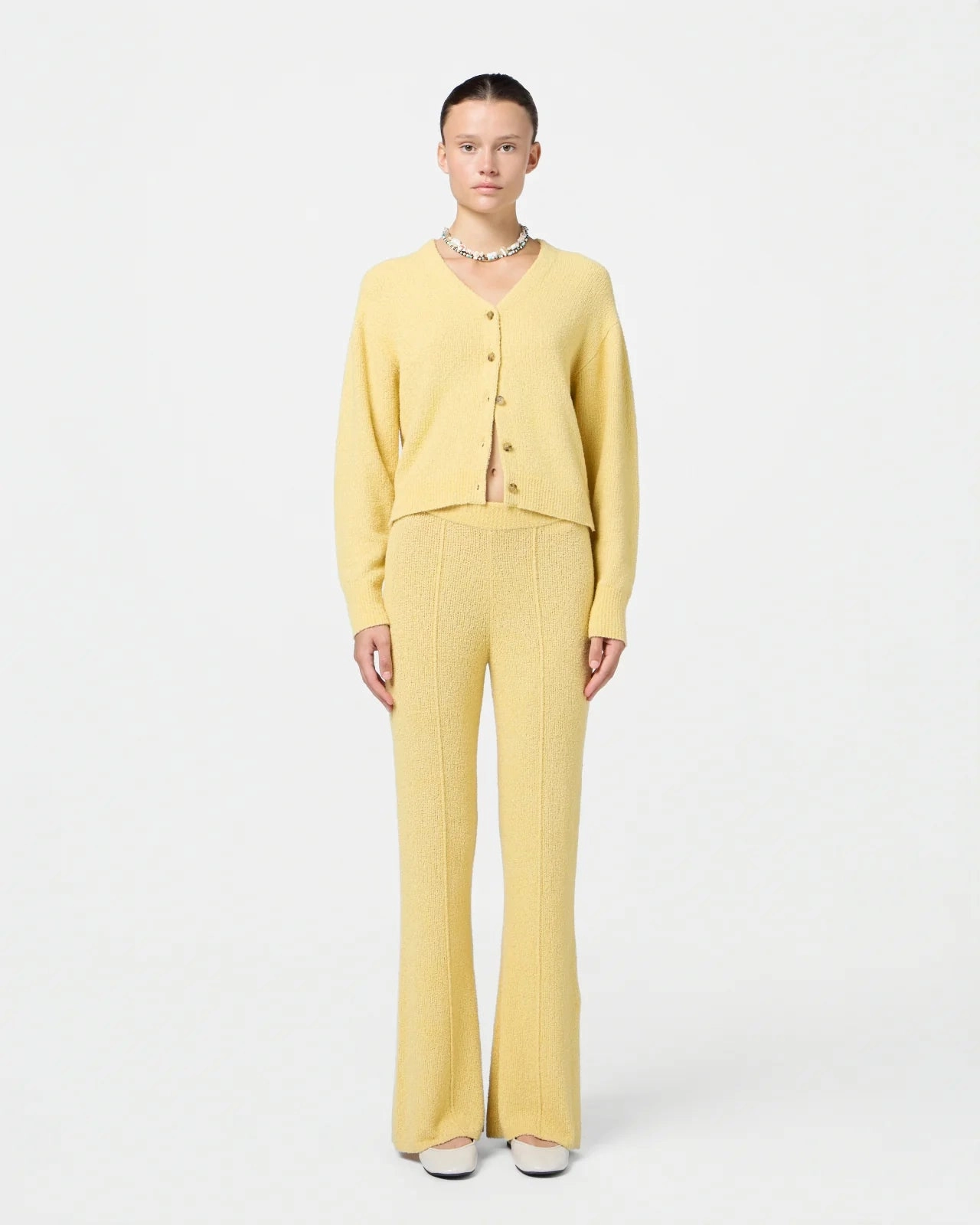 Outer Comfort Boucle Collegiate Cardigan in Butter