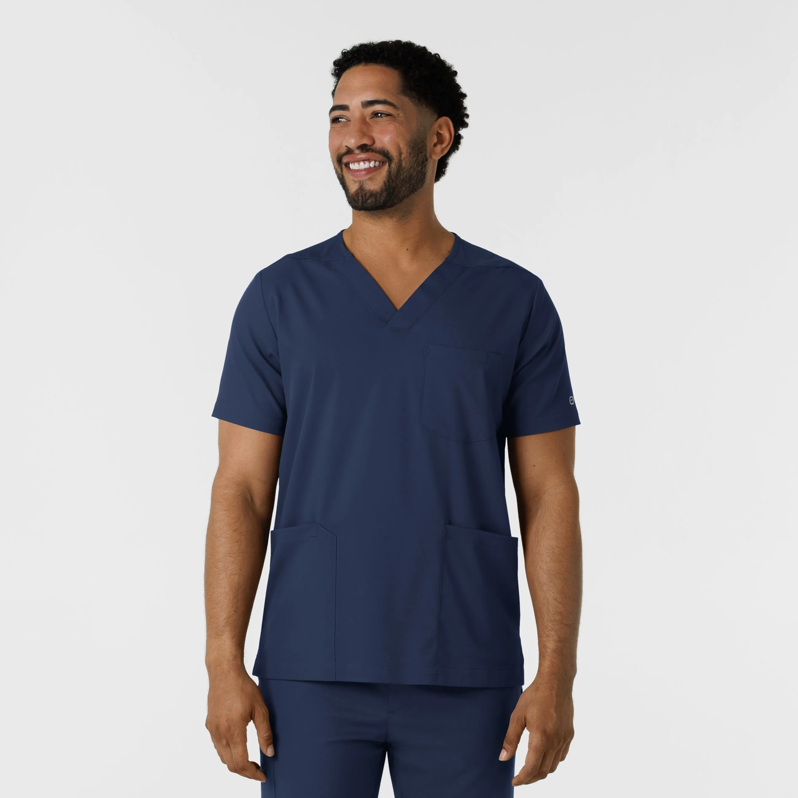 Boundless Men's Multi Pocket V-Neck Scrub Top - Navy FlexFit Technology