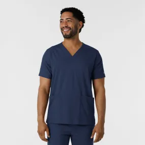Boundless Men's Multi Pocket V-Neck Scrub Top - Navy Formal Wear Hidden Zipper Pocket