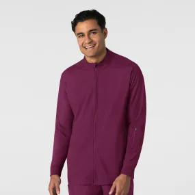 Boundless Men's Warm Up Scrub Jacket - Wine Hidden Storage Pocket Versatile Design