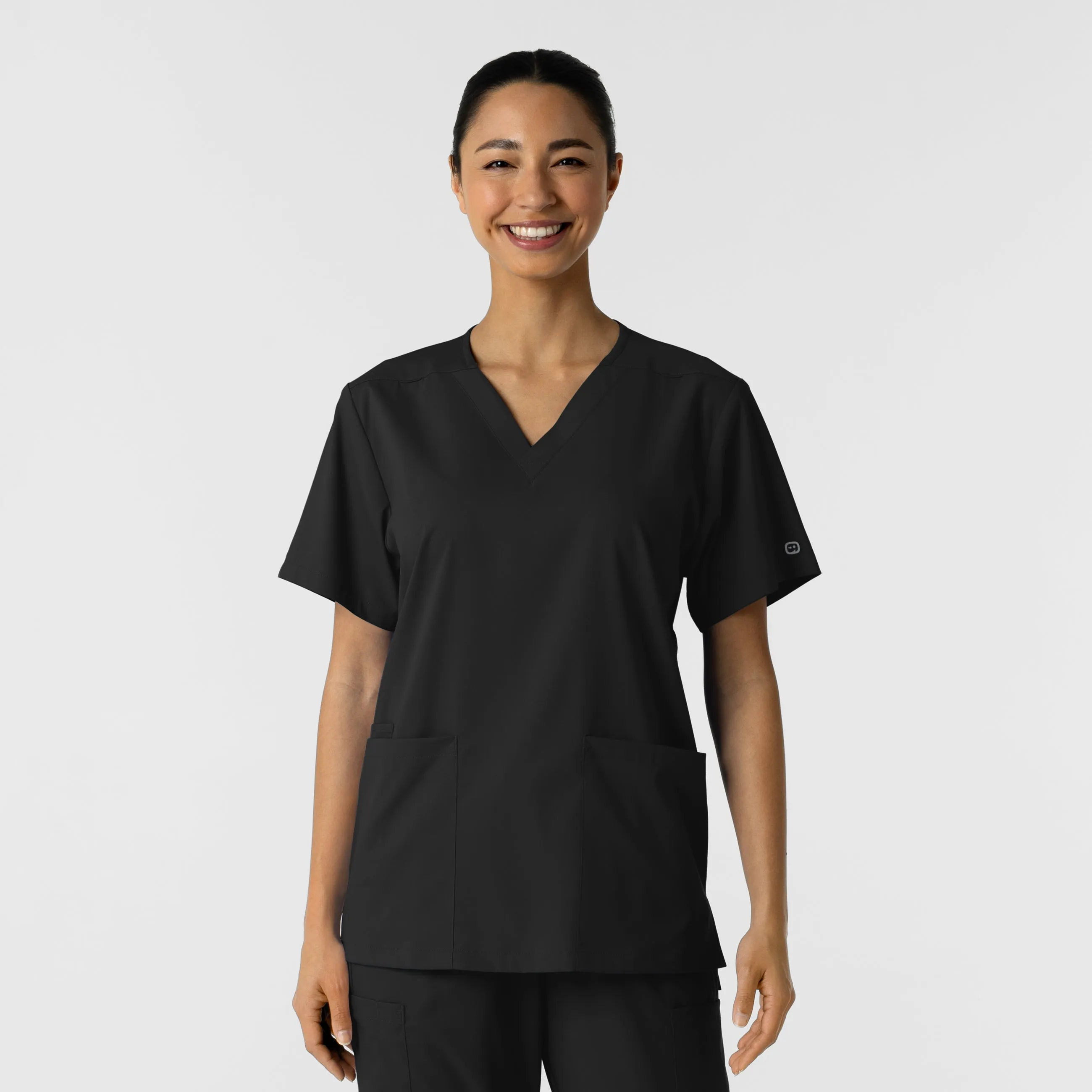 Boundless Unisex V-Neck Scrub Top - Black Loose Blouse