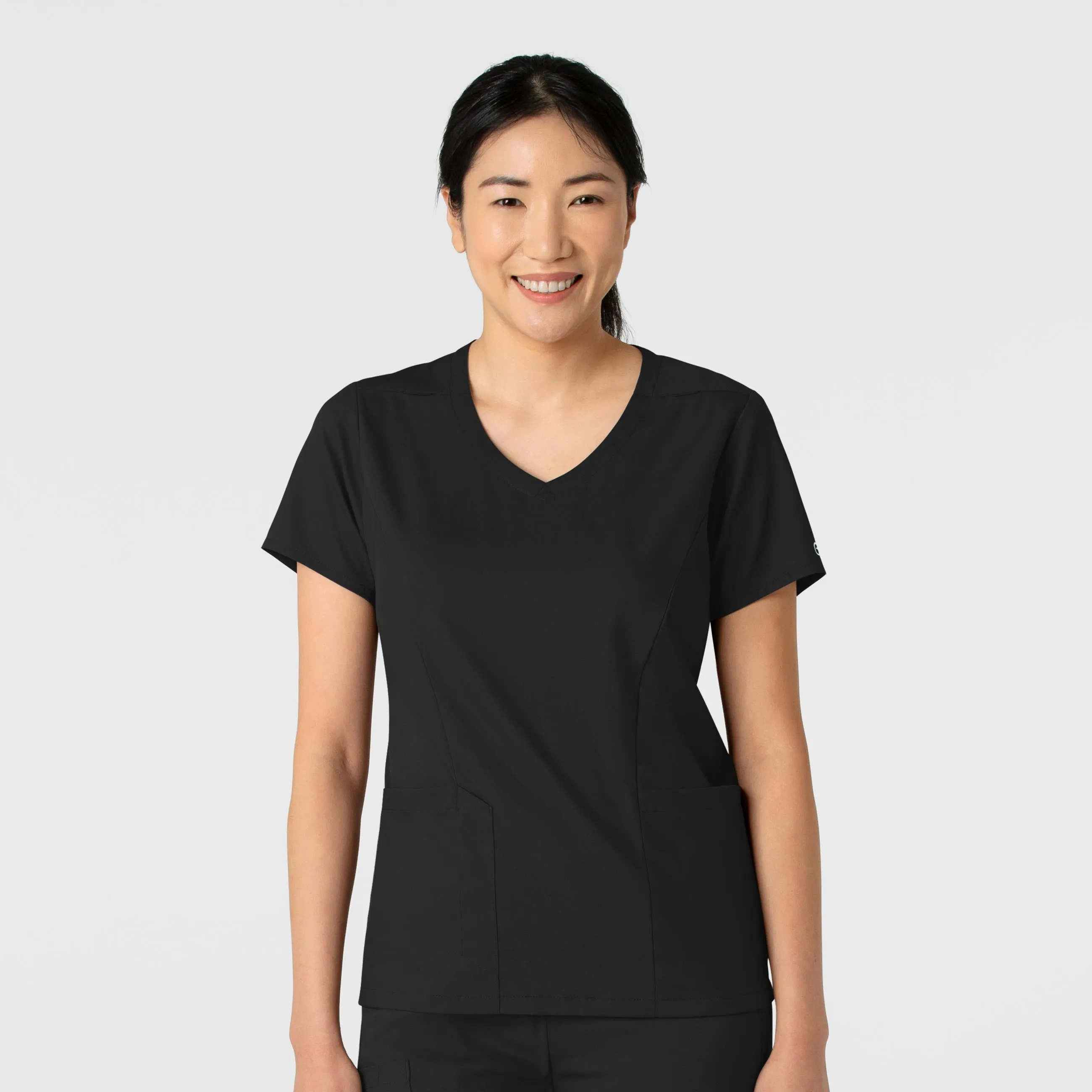 BondedEdges Boundless Women's 2-Pocket V-Neck Scrub Top - Black