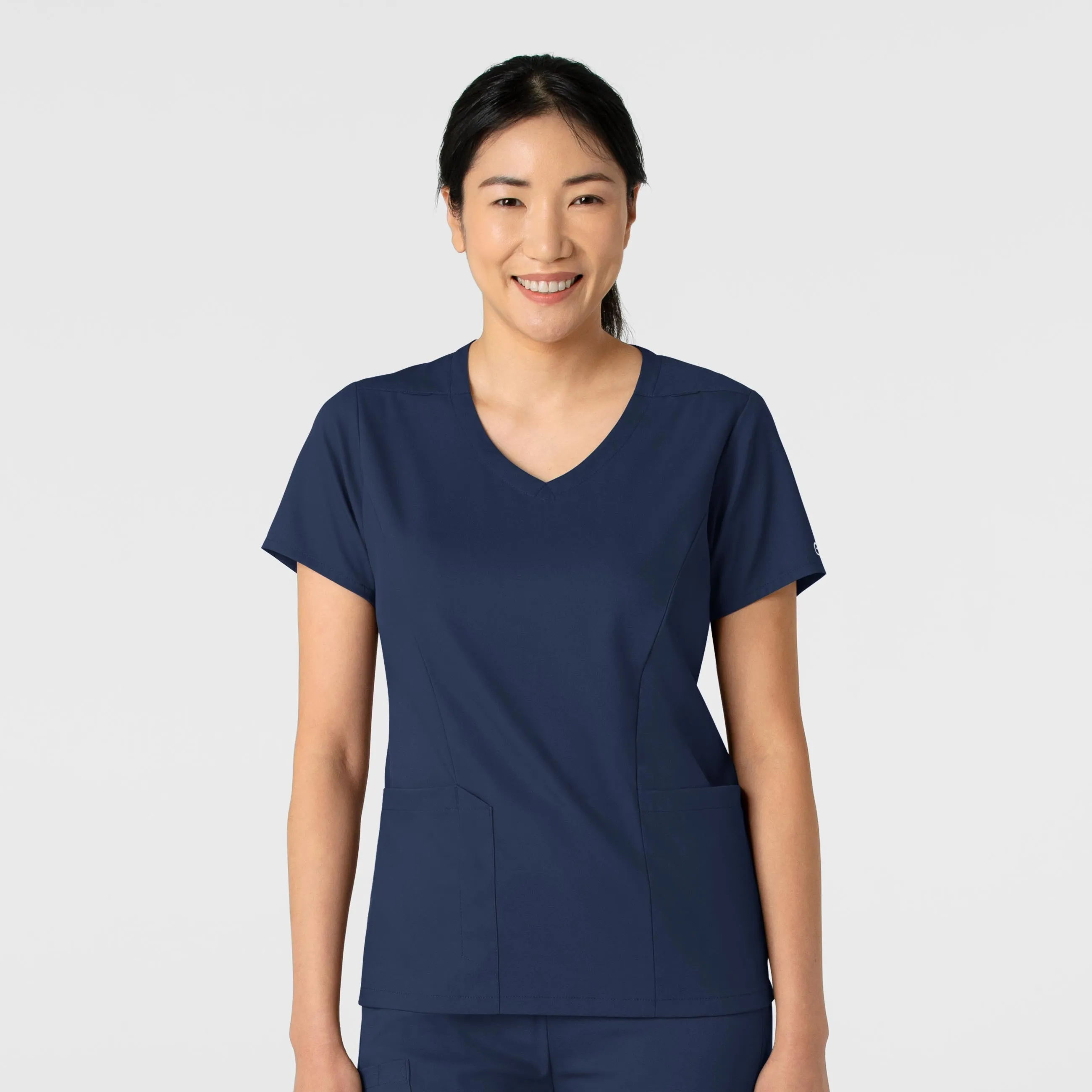 MultiFunctionalPockets Tencel Lyocell Fiber Boundless Women's 2-Pocket V-Neck Scrub Top - Navy