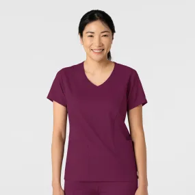 Boundless Women's 2-Pocket V-Neck Scrub Top - Wine HighStretchElastic