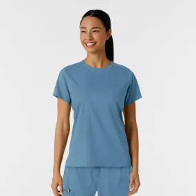 Boundless Women's Classic Scrub Tee - Pacific Blue Everyday Comfort Multi Panel Design