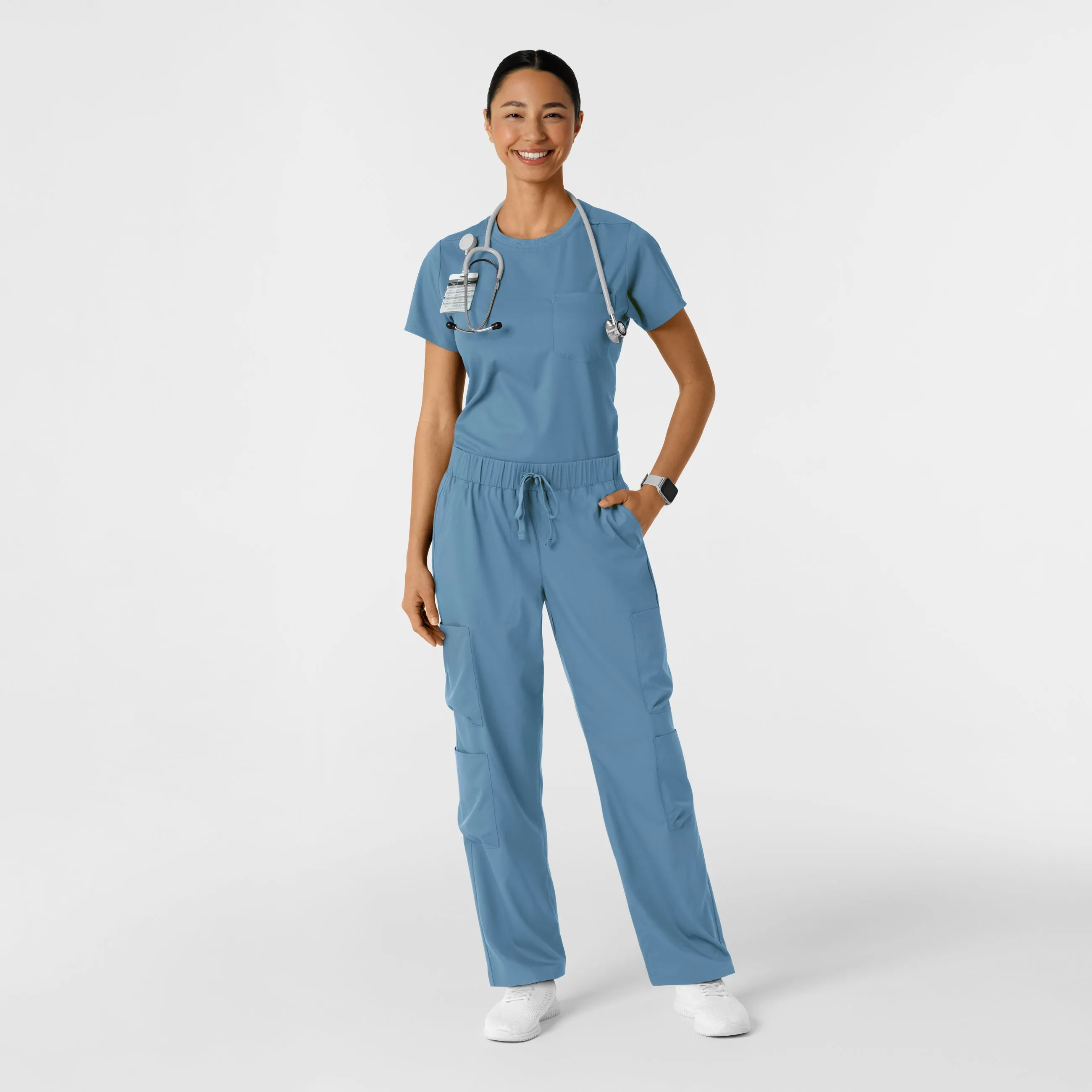 Boundless Women's Classic Scrub Tee - Pacific Blue Elegant Cardigan CompressionFit