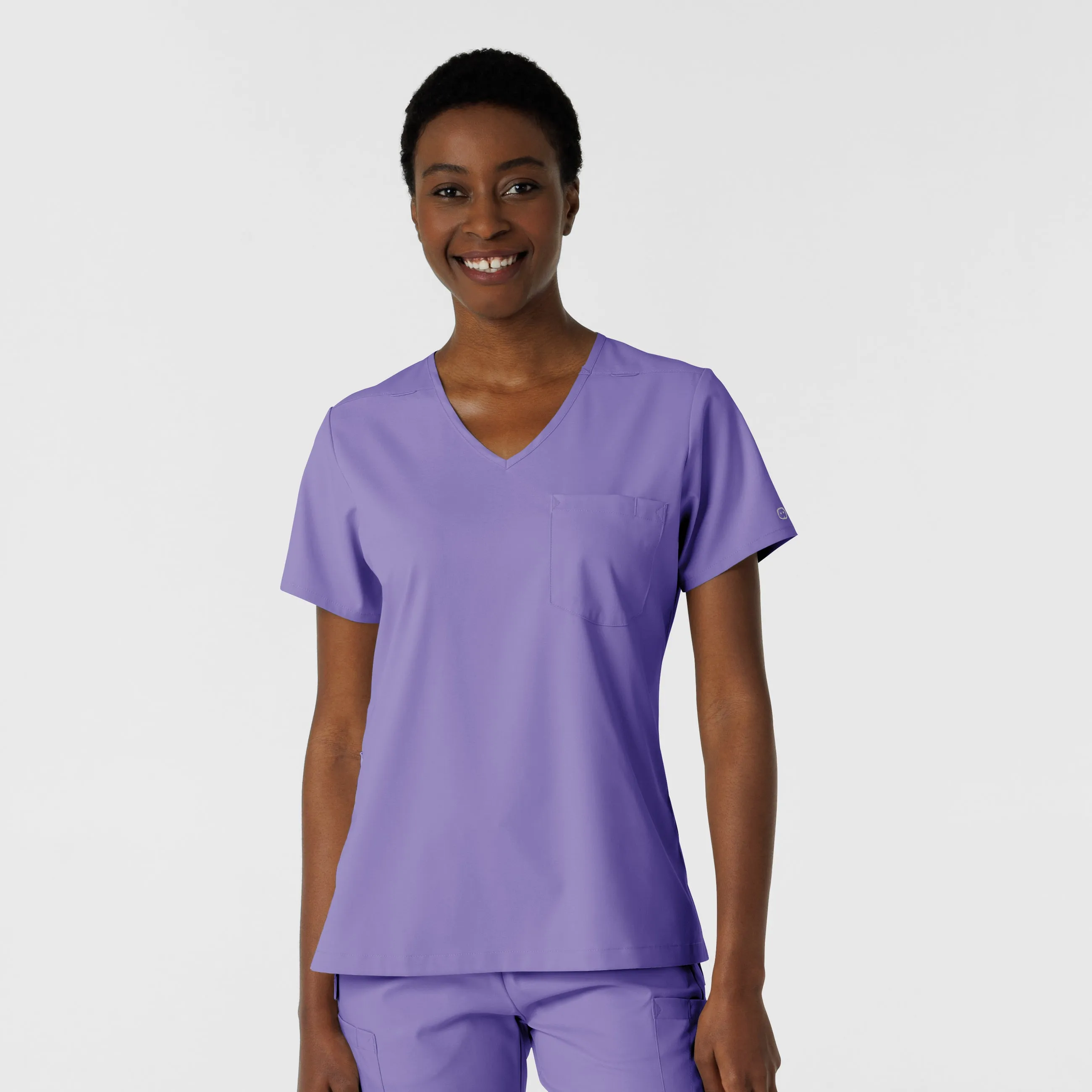 Raglan Sleeve HiddenZipper Boundless Women's Tuck-In Scrub Top - Iris Purple