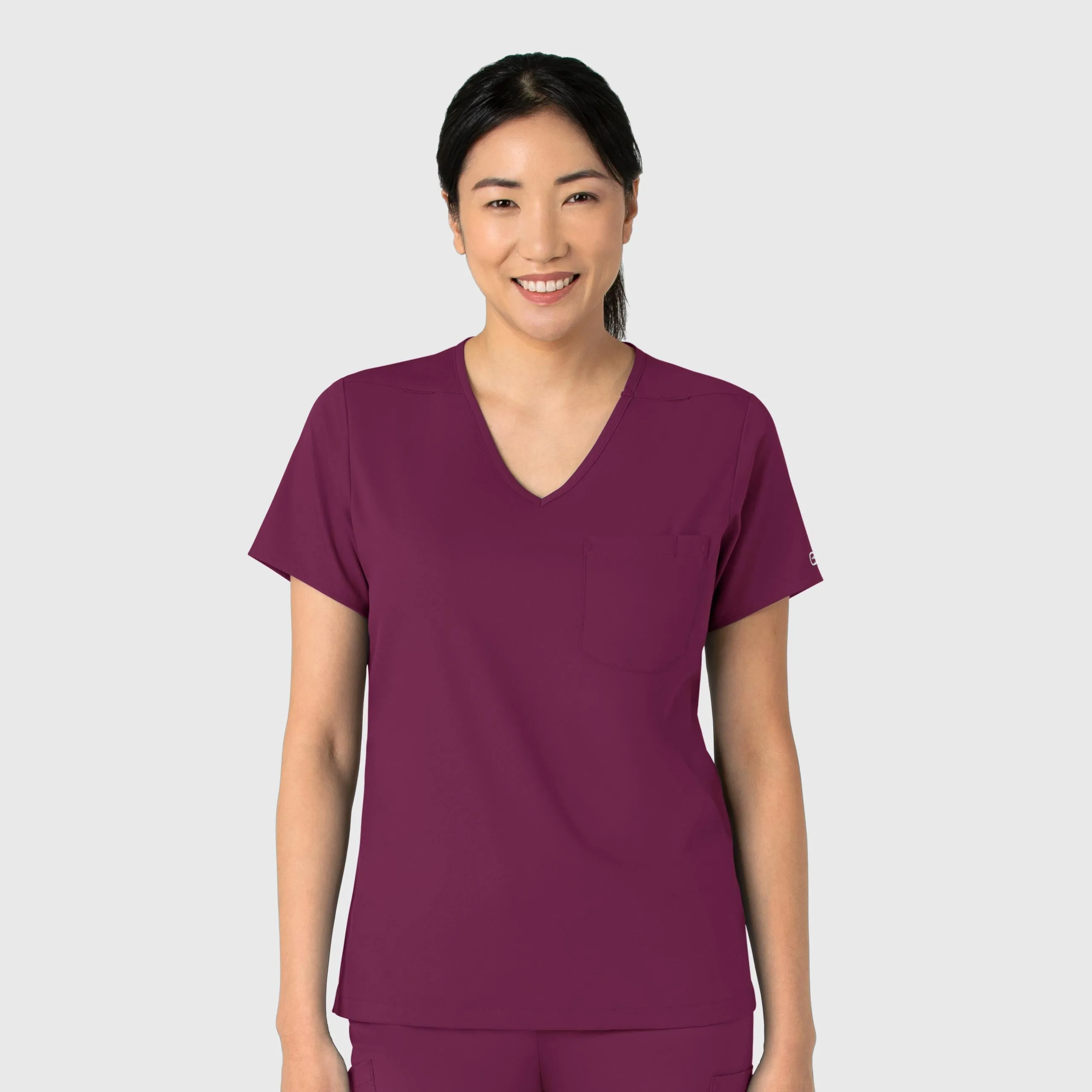 Shape Retention Fabric Boundless Women's Tuck-In Scrub Top - Wine