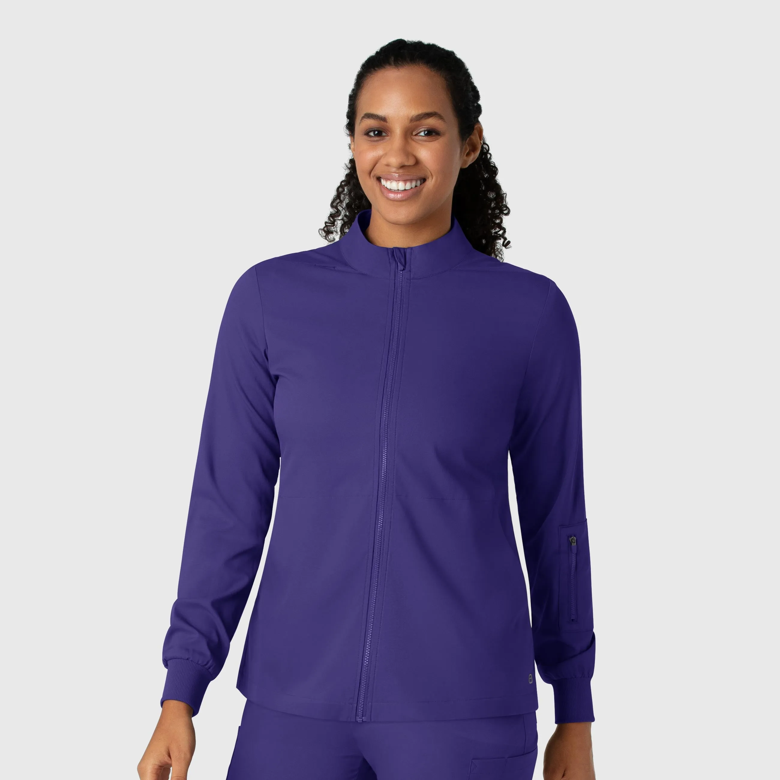 Boundless Women's Warm Up Scrub Jacket - Grape Tailored Placket