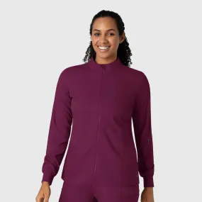 Wear Resistant Edge WaterResistant Boundless Women's Warm Up Scrub Jacket - Wine