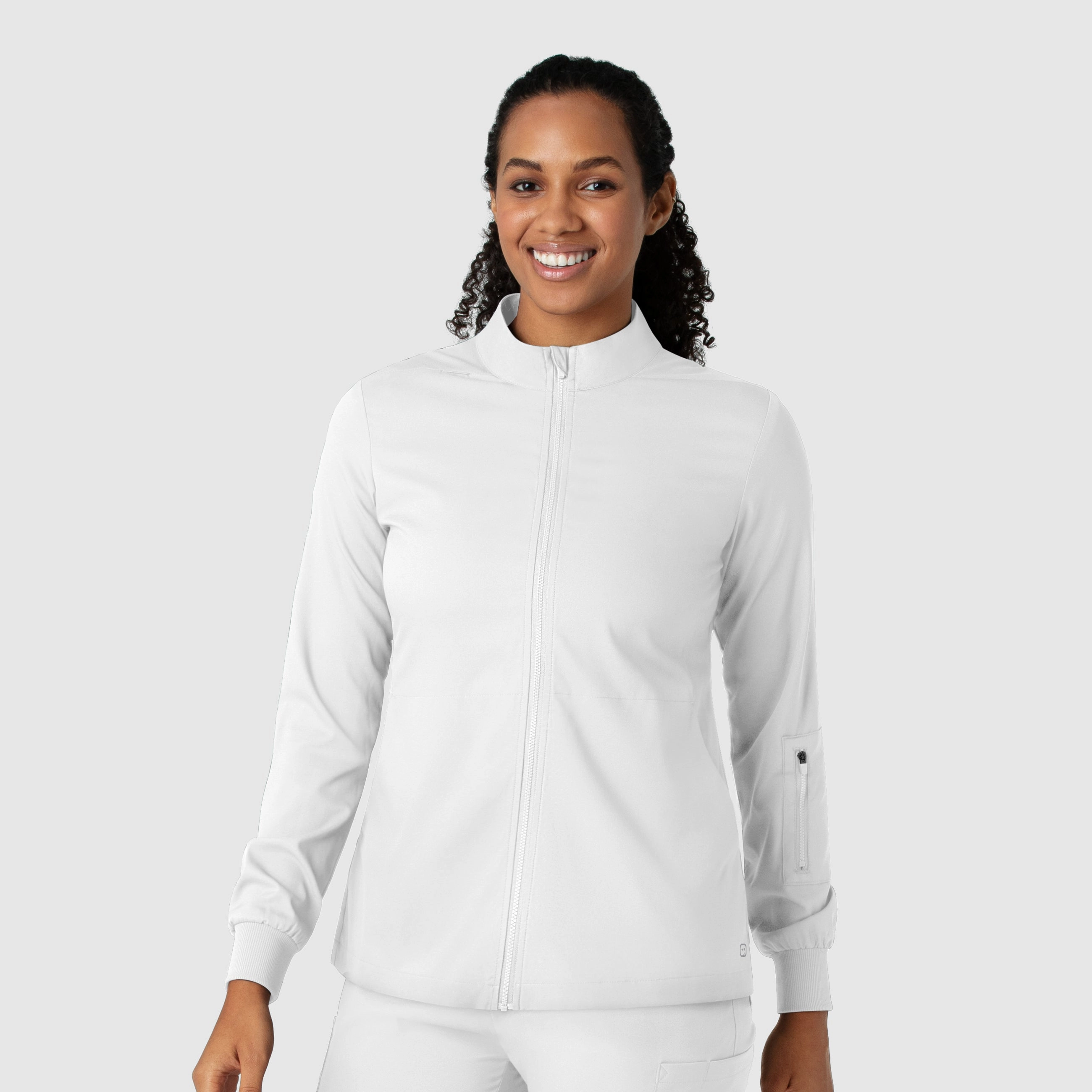Utility Core Sporty Style Boundless Women's Warm Up Scrub Jacket - White