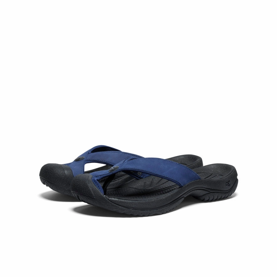 Fashionable Design Air Trip Men's Waimea Leather Flip-Flop  |  Naval Academy/Black