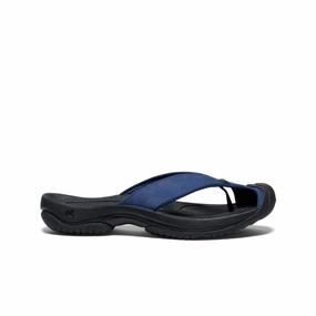 Orange Fun Men's Waimea Leather Flip-Flop  |  Naval Academy/Black